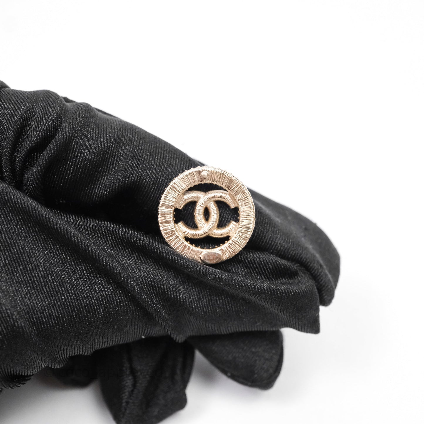 Chanel CC Crystal Round Earrings Gold Tone 20S