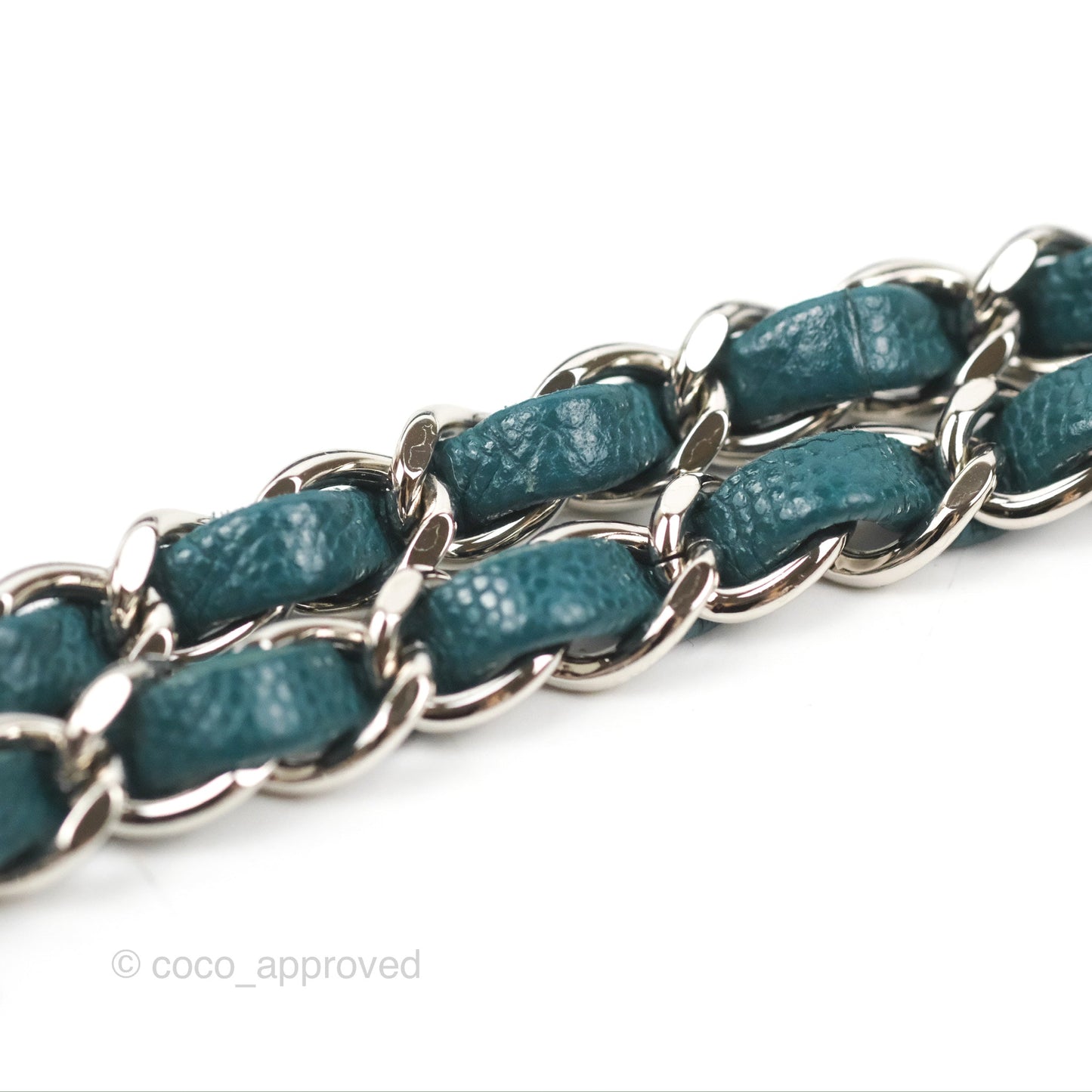 Chanel Quilted Mini Rectangular Flap Teal Green Caviar Silver Hardware