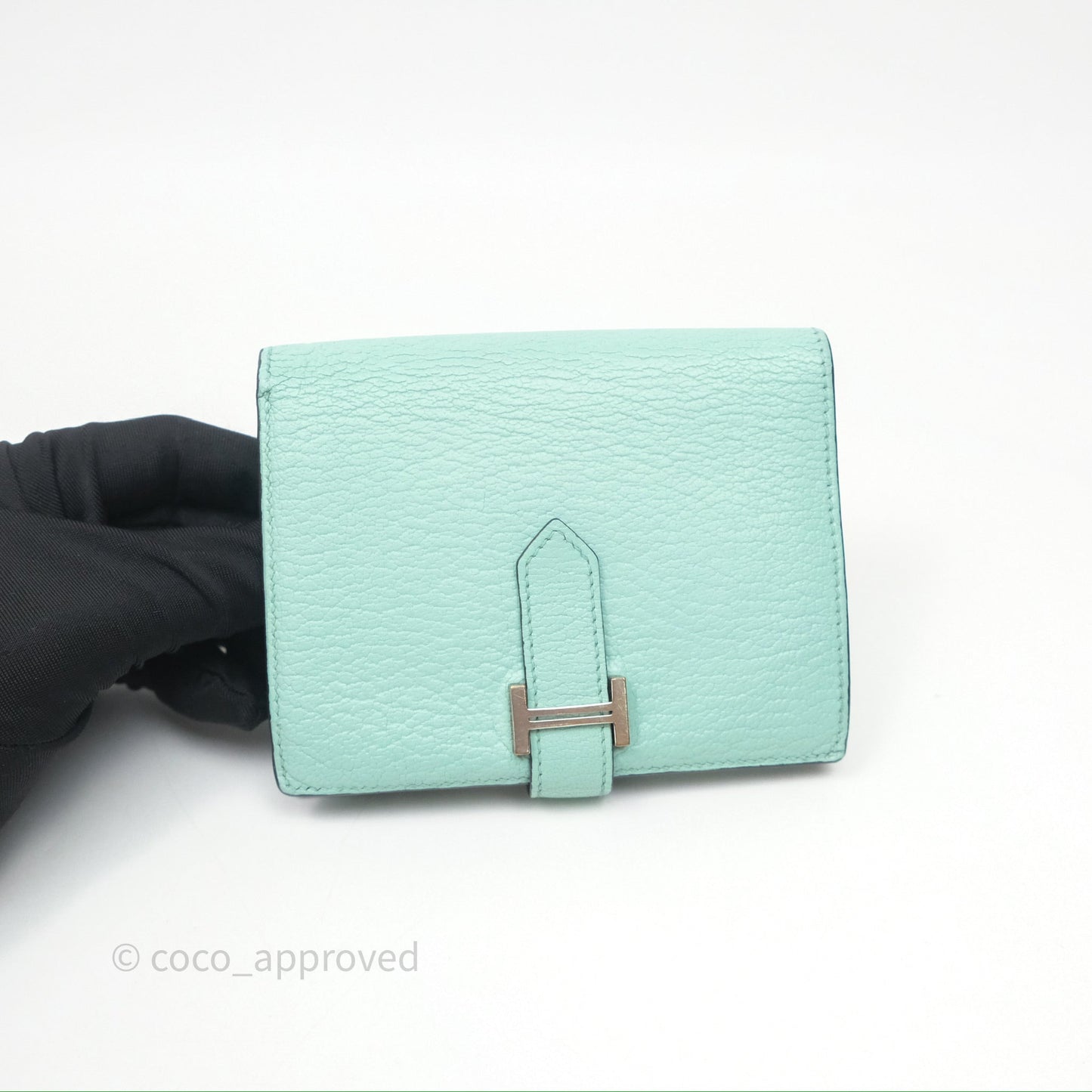 Hermes Bearn Compact Wallet Green Chevre Mysore Palladium Hardware