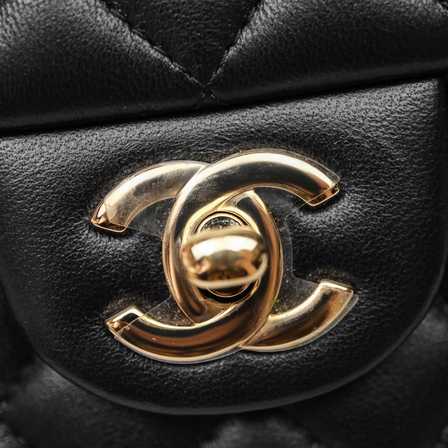 Chanel Top Handle Mini Rectangular Flap Black Lambskin Gold Hardware