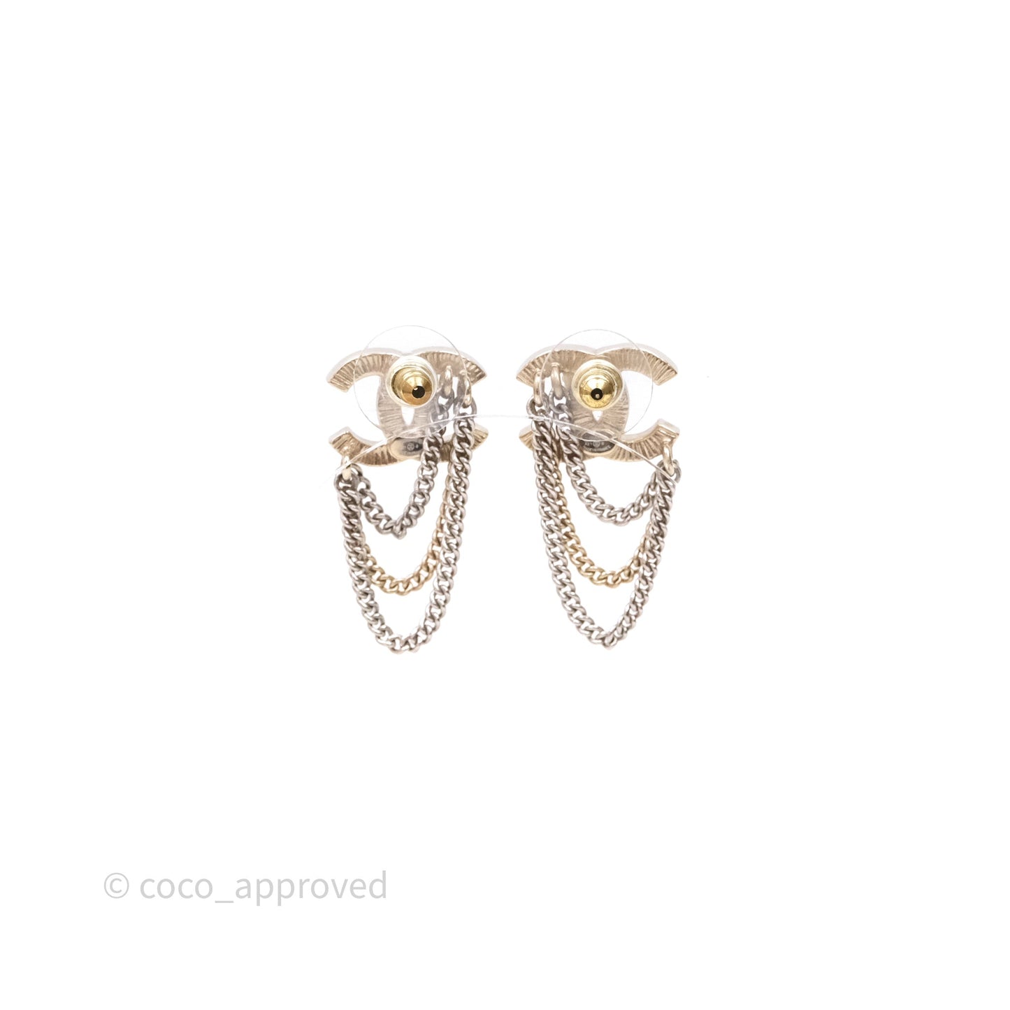 Chanel Crystal CC Chain Pendant Earrings 21B
