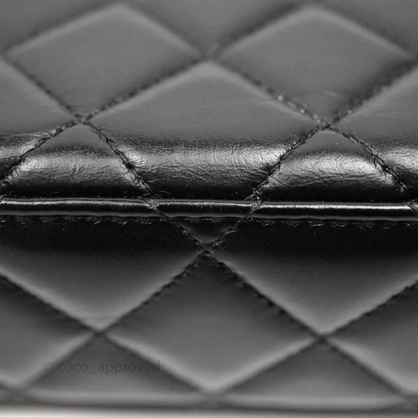 Chanel Kelly Bag Quilted Black Shiny Crumpled Calfskin Aged Gold Hardware