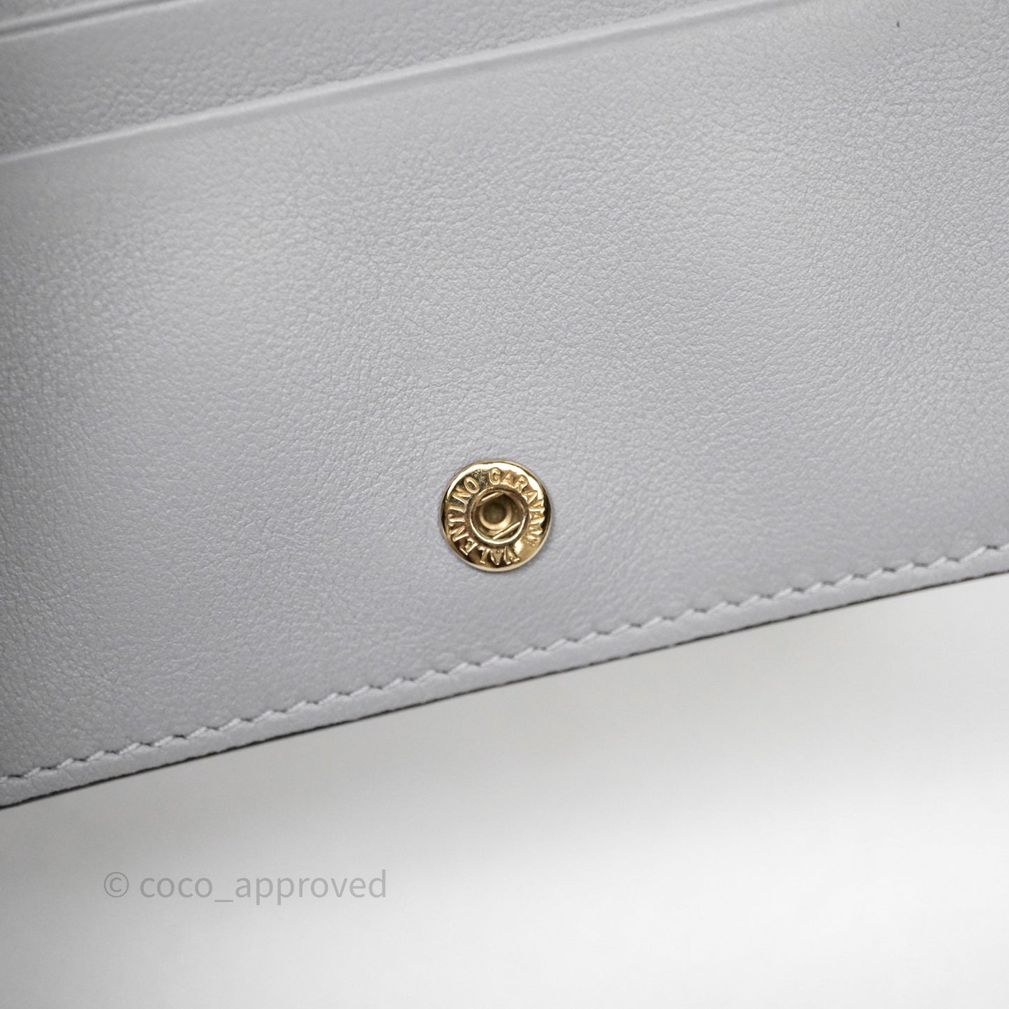 Valentino Grey Garavani Rockstud Compact Short Wallet Gold Hardware