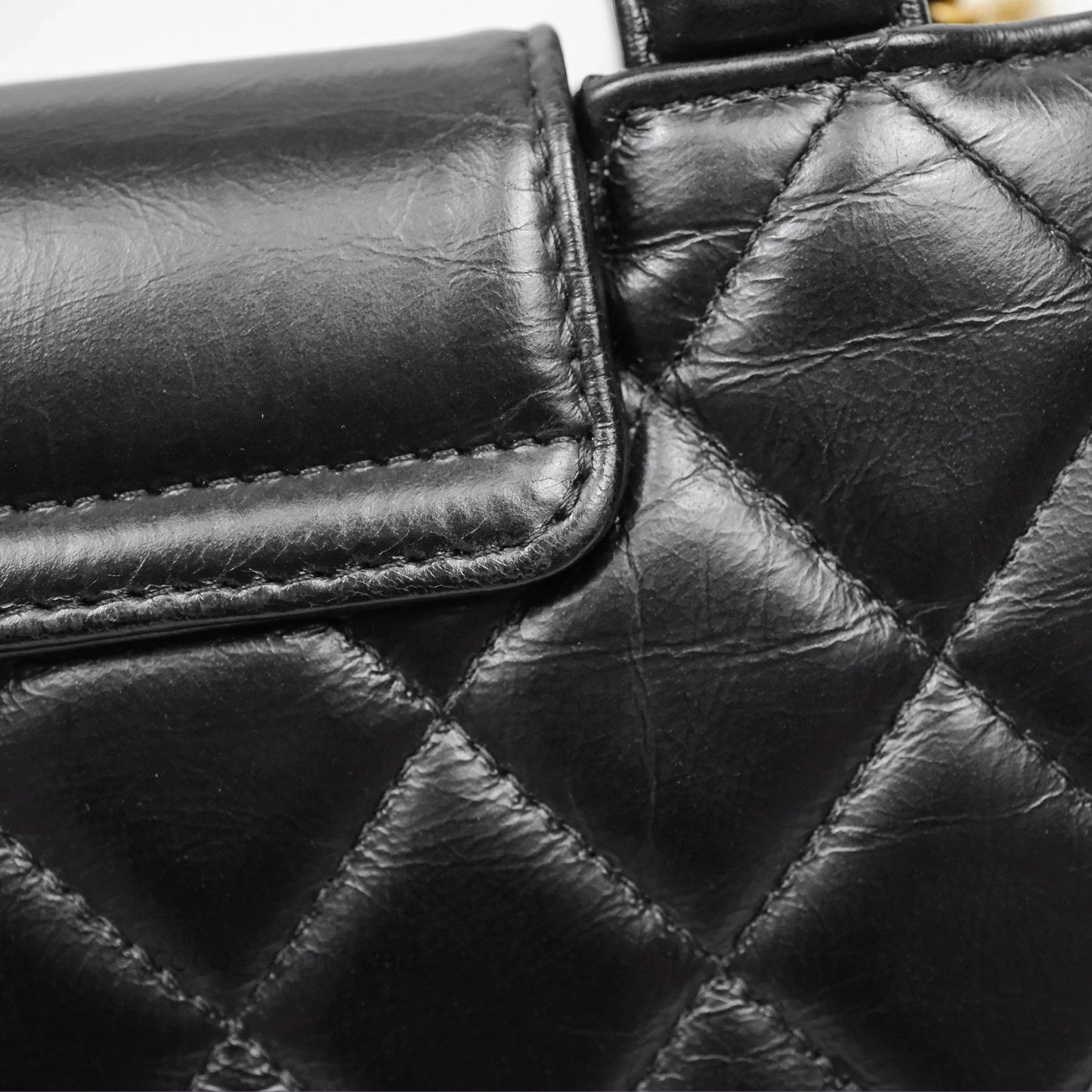 Chanel Kelly Bag Quilted Black Shiny Crumpled Calfskin Aged Gold Hardware