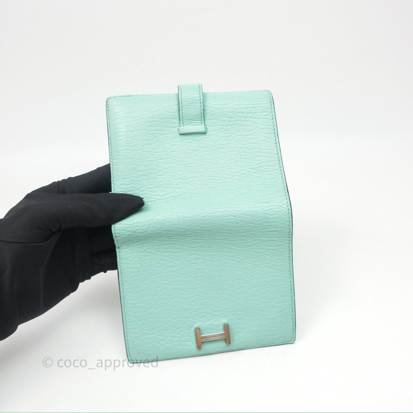 Hermes Bearn Compact Wallet Green Chevre Mysore Palladium Hardware
