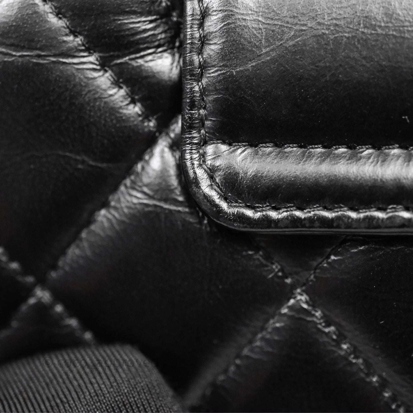 Chanel Kelly Bag Quilted Black Shiny Crumpled Calfskin Aged Gold Hardware