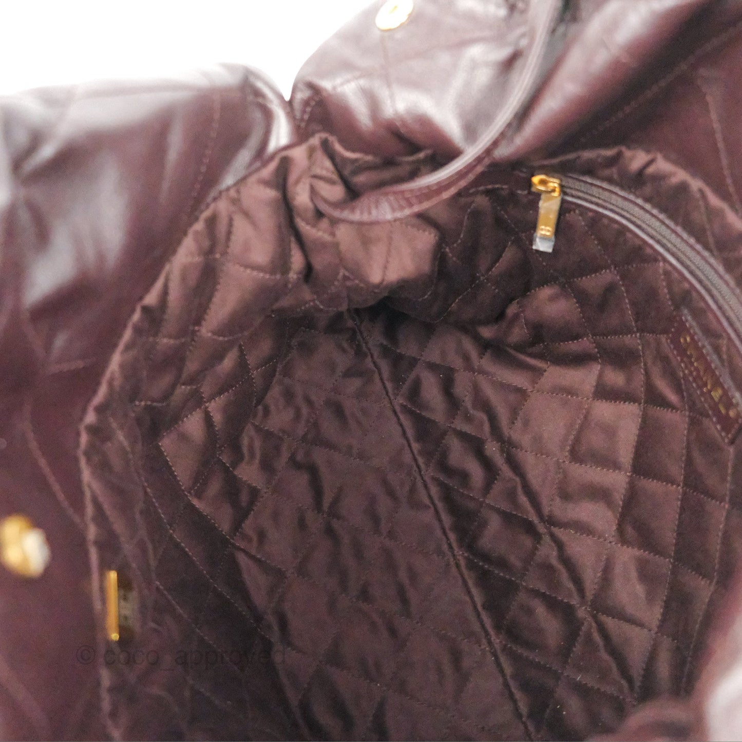 Chanel 22 Small Dark Brown Shiny Calfskin Aged Gold Hardware