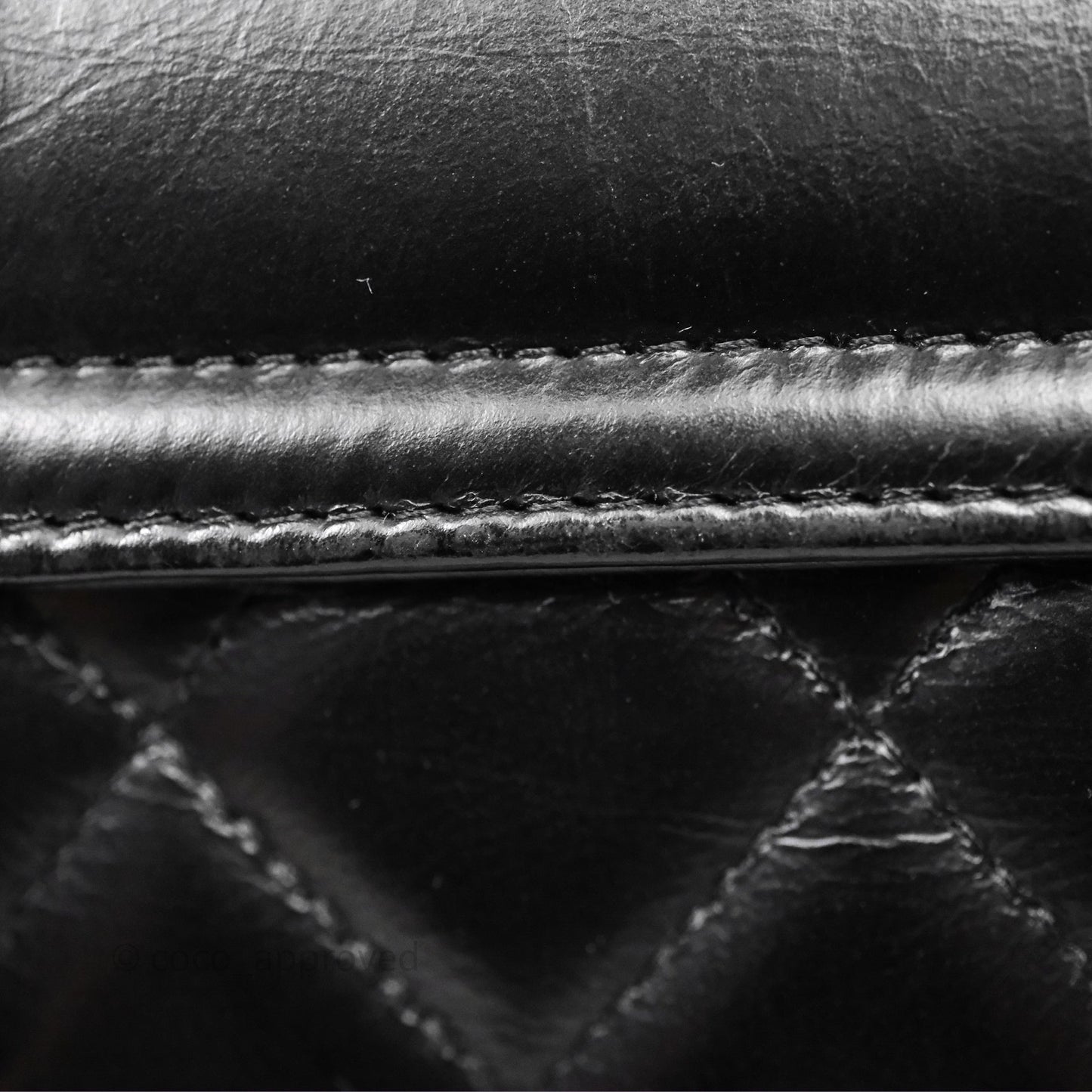 Chanel Kelly Bag Quilted Black Shiny Crumpled Calfskin Aged Gold Hardware