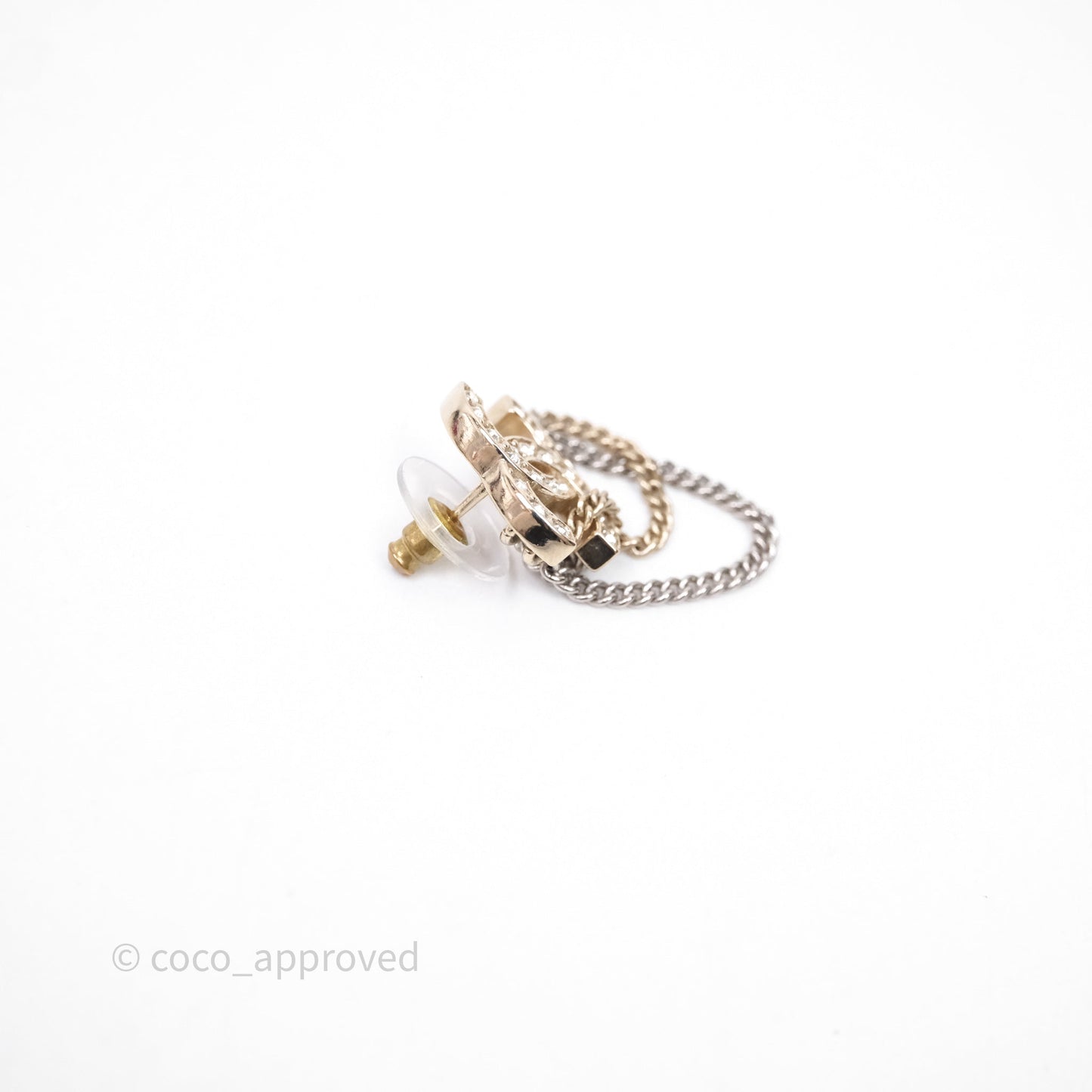 Chanel Crystal CC Chain Pendant Earrings 21B