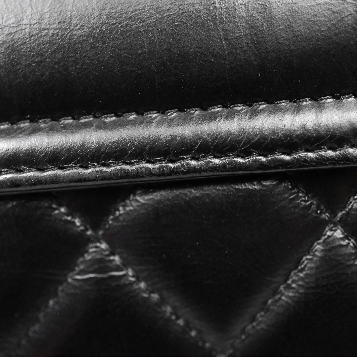 Chanel Kelly Bag Quilted Black Shiny Crumpled Calfskin Aged Gold Hardware