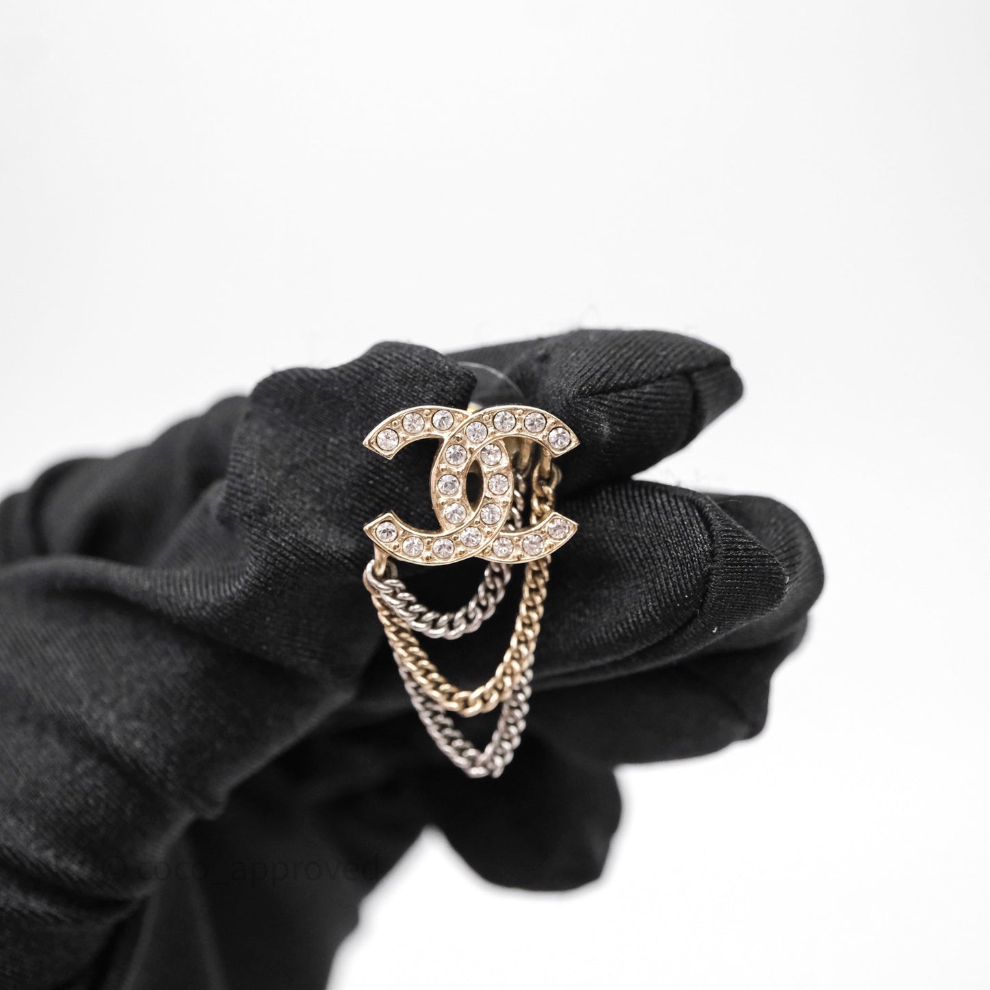 Chanel Crystal CC Chain Pendant Earrings 21B