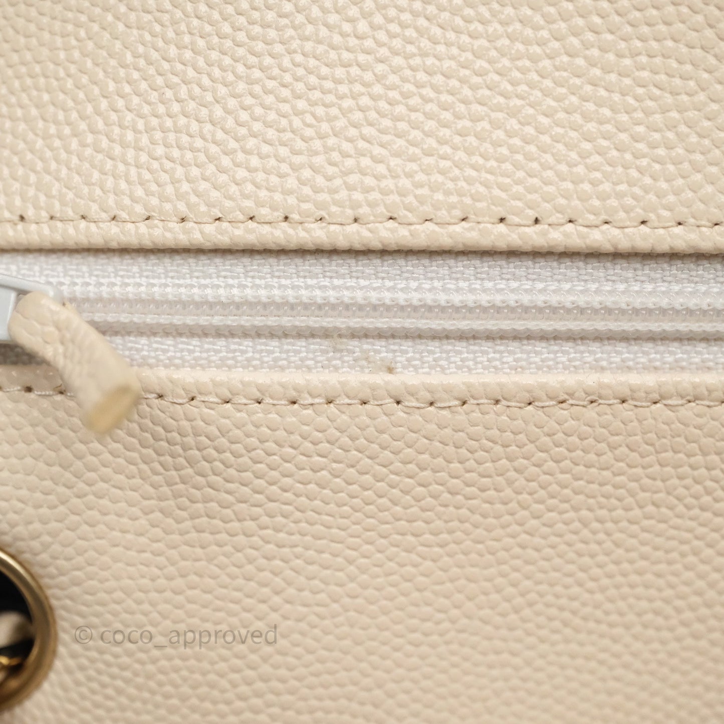 Chanel Small Classic Flap Quilted Light Ivory Beige Caviar Gold Hardware