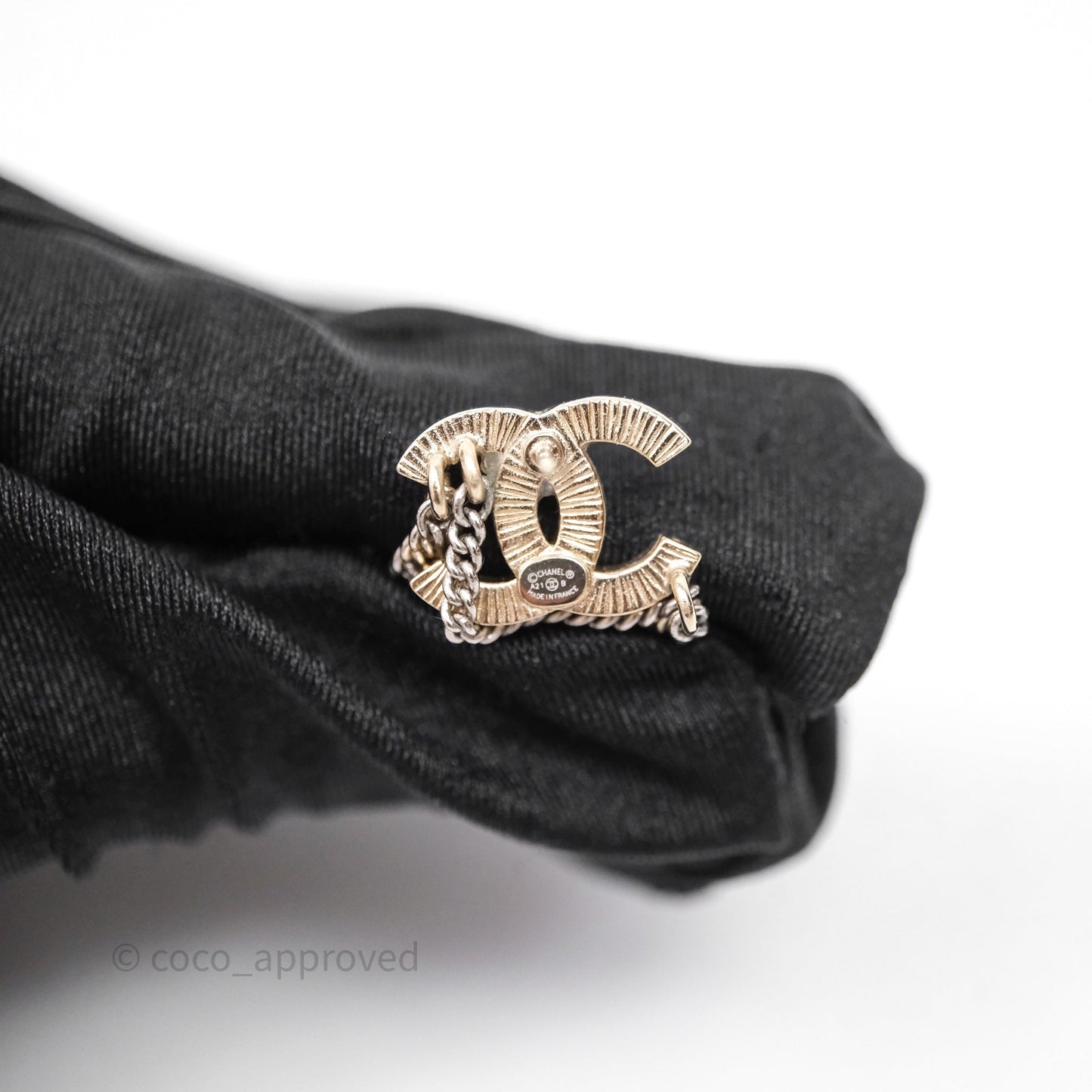 Chanel Crystal CC Chain Pendant Earrings 21B