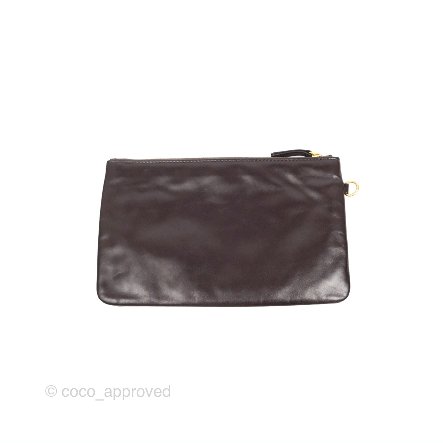 Chanel 22 Small Dark Brown Shiny Calfskin Aged Gold Hardware