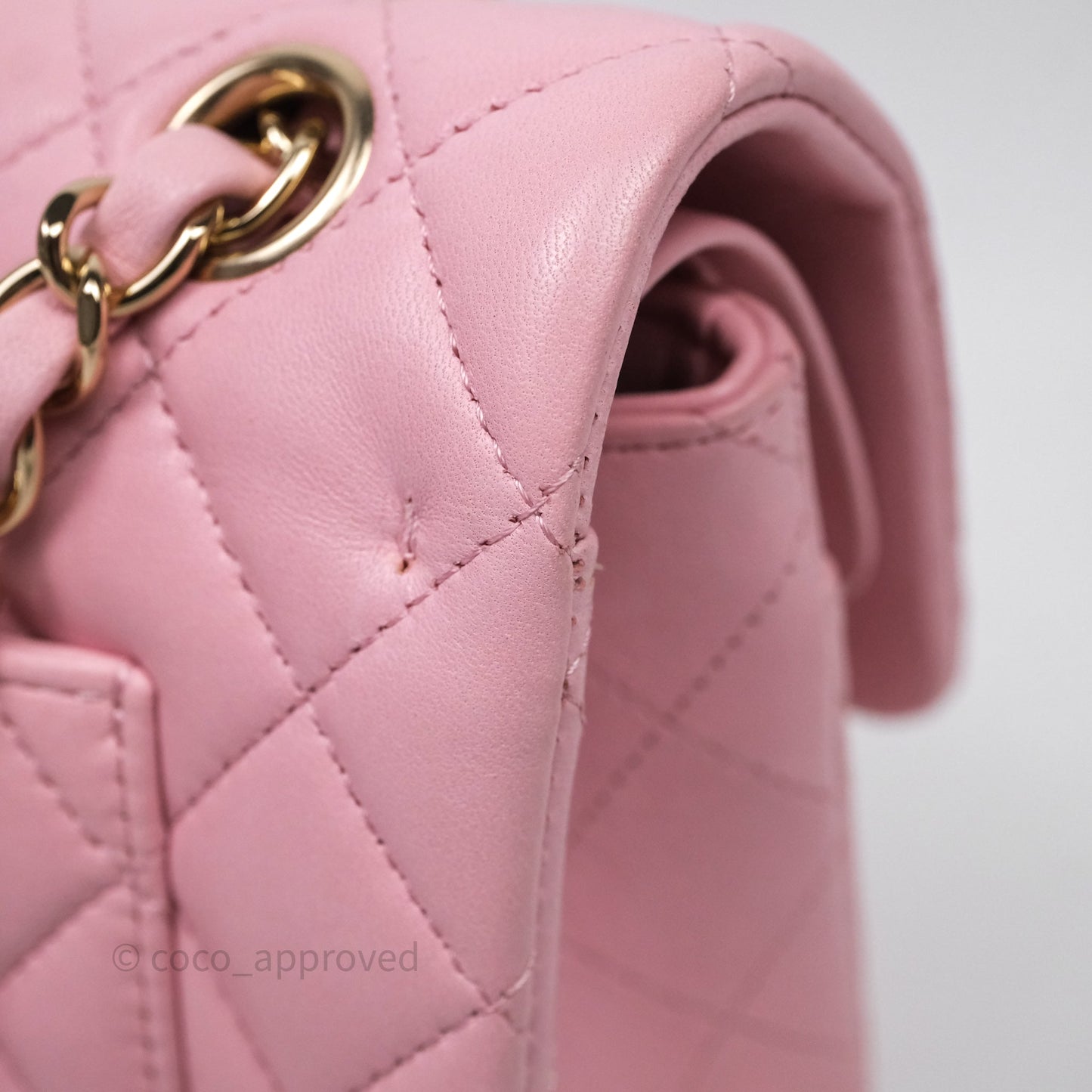 Chanel Small Classic Quilted Flap Pink Lambskin Gold Hardware