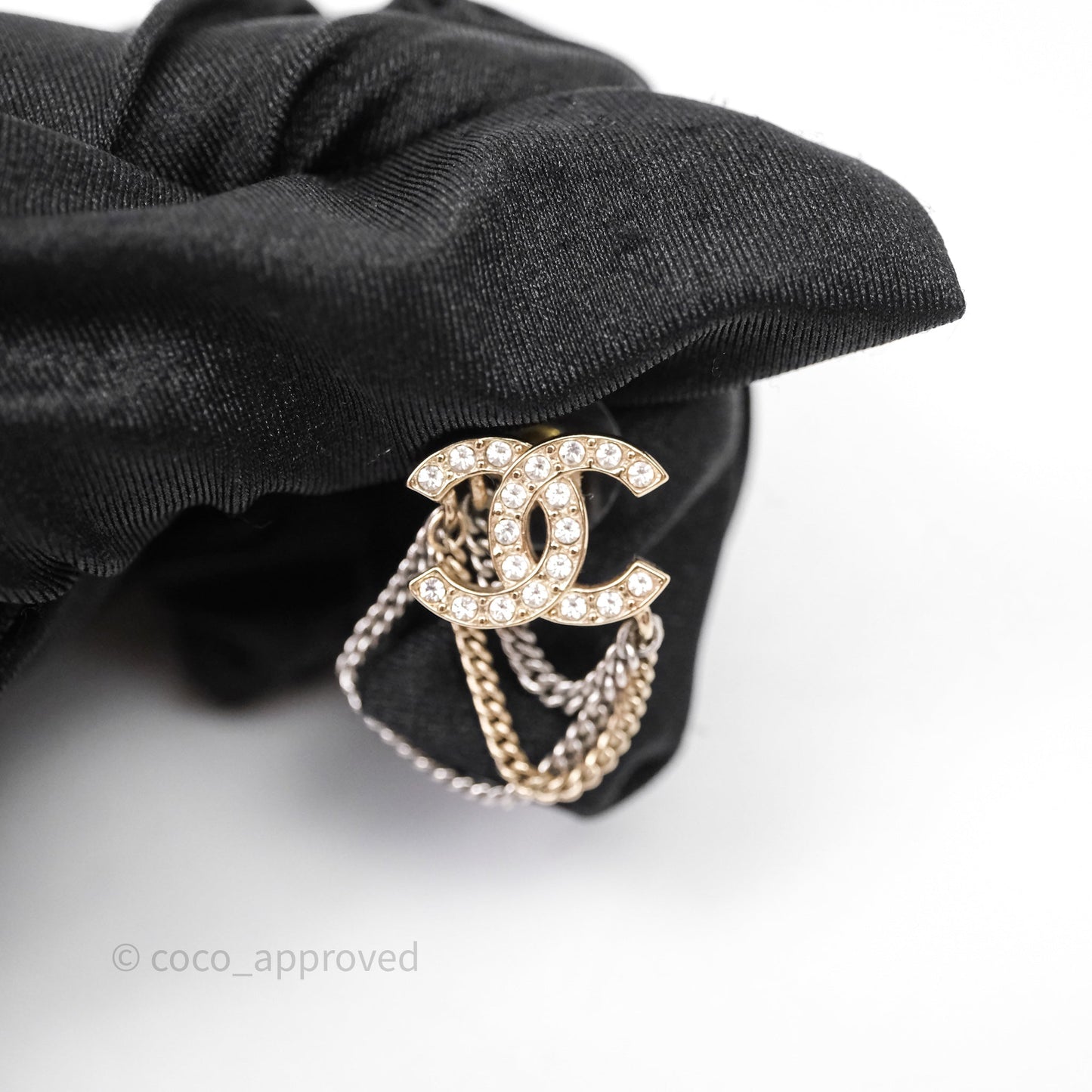 Chanel Crystal CC Chain Pendant Earrings 21B