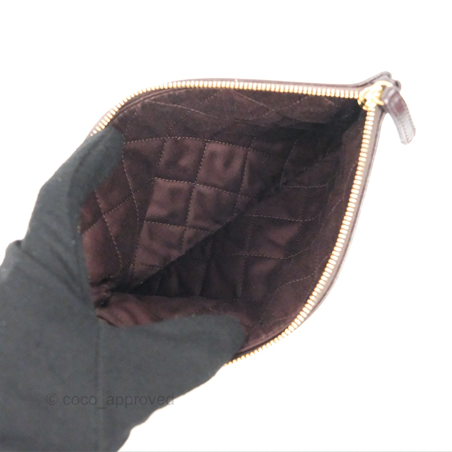 Chanel 22 Small Dark Brown Shiny Calfskin Aged Gold Hardware