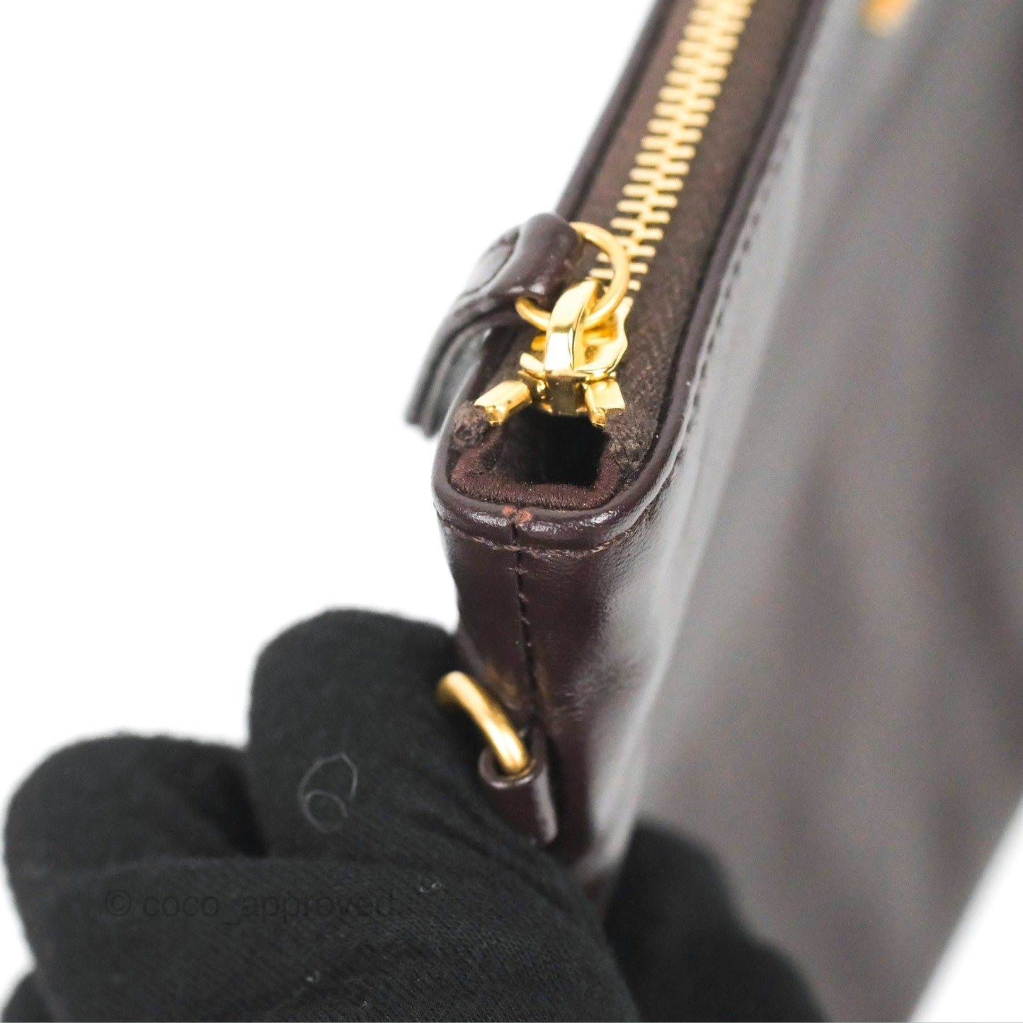 Chanel 22 Small Dark Brown Shiny Calfskin Aged Gold Hardware