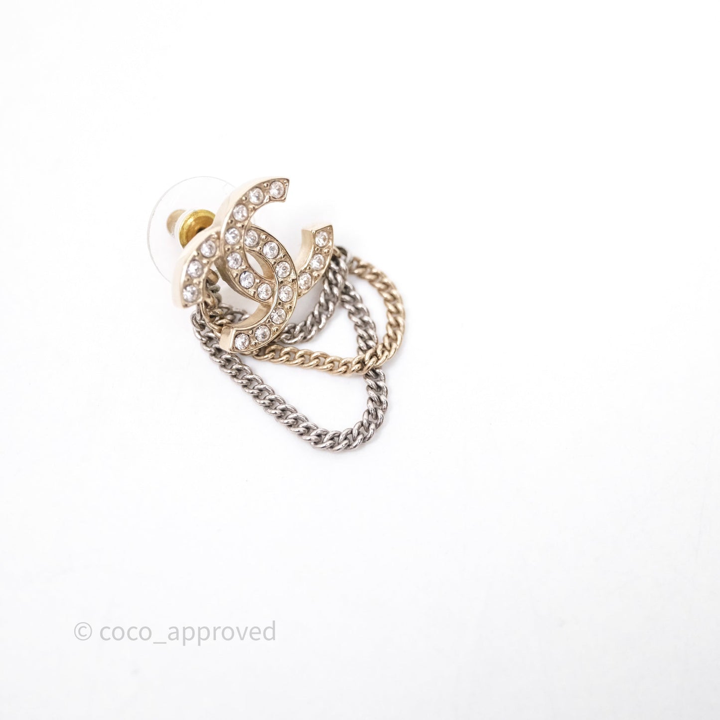 Chanel Crystal CC Chain Pendant Earrings 21B