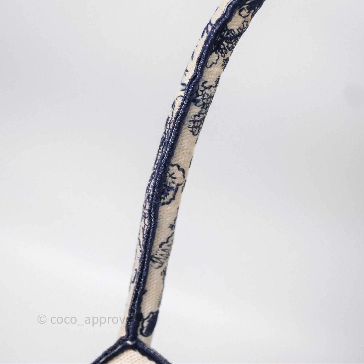 Christian Dior Medium (Old Small) Embroidered Toile De Jouy Canvas Book Tote Blue