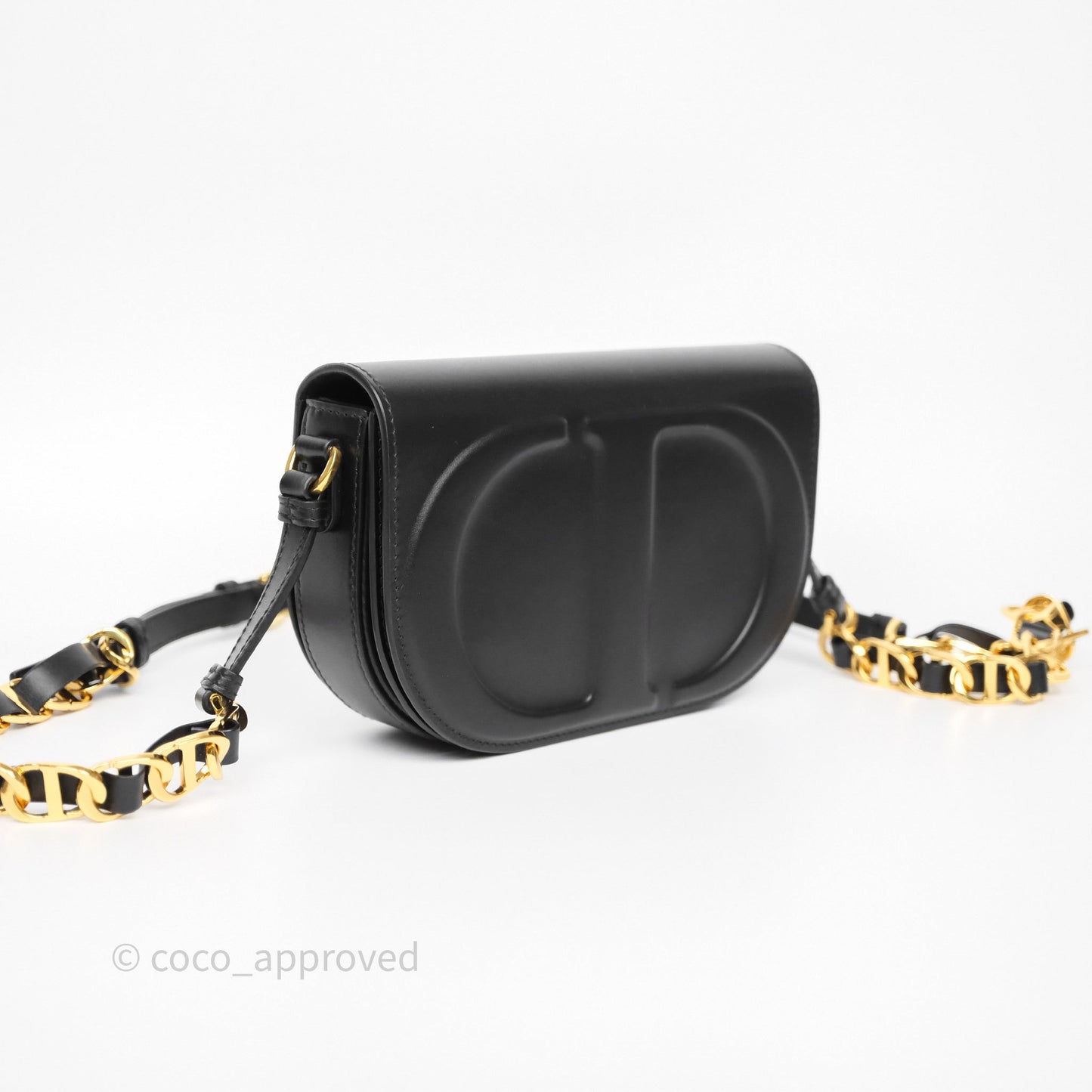 Christian Dior CD Signature Flap Bag with Chain Black CD-Embossed Box Calfskin