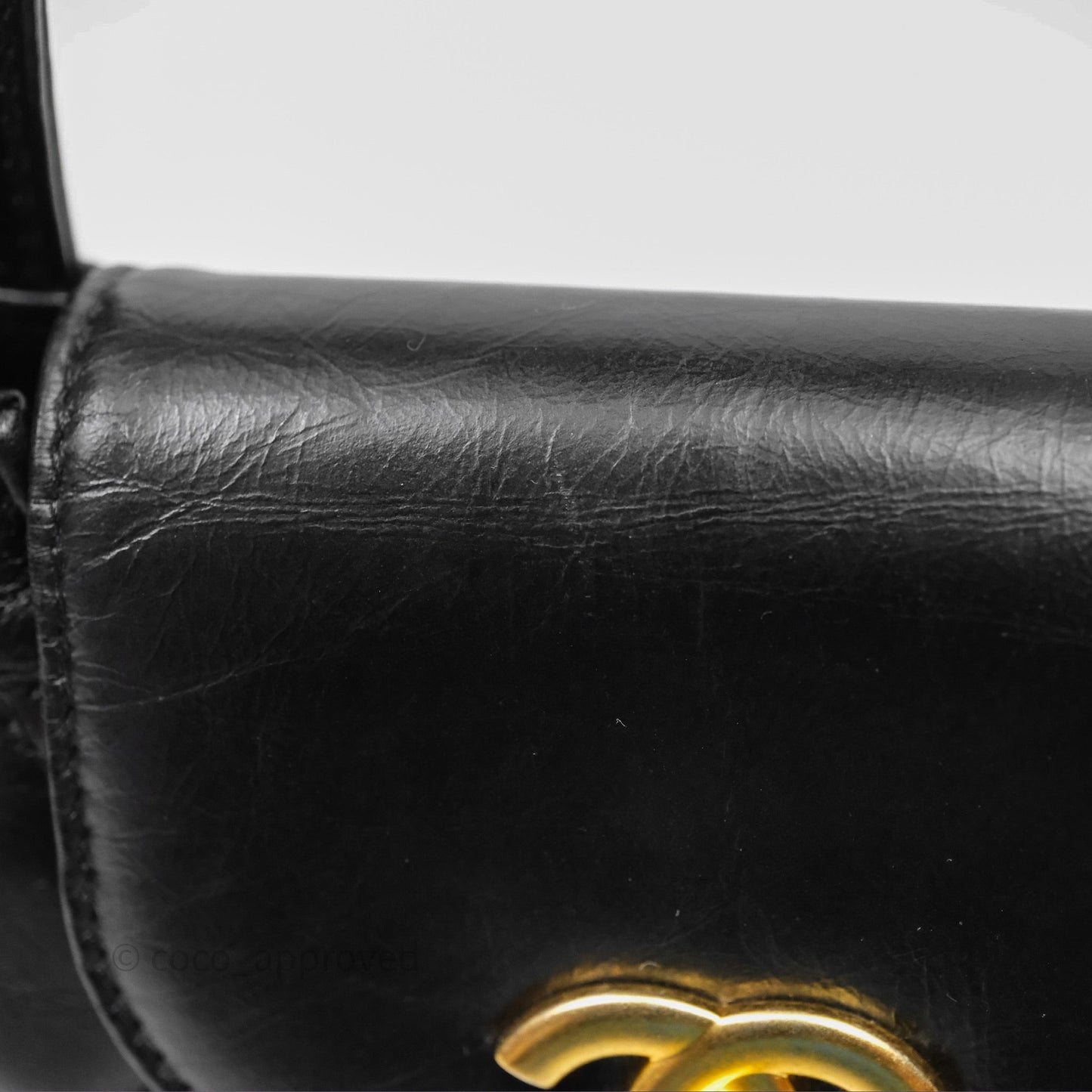 Chanel Kelly Bag Quilted Black Shiny Crumpled Calfskin Aged Gold Hardware
