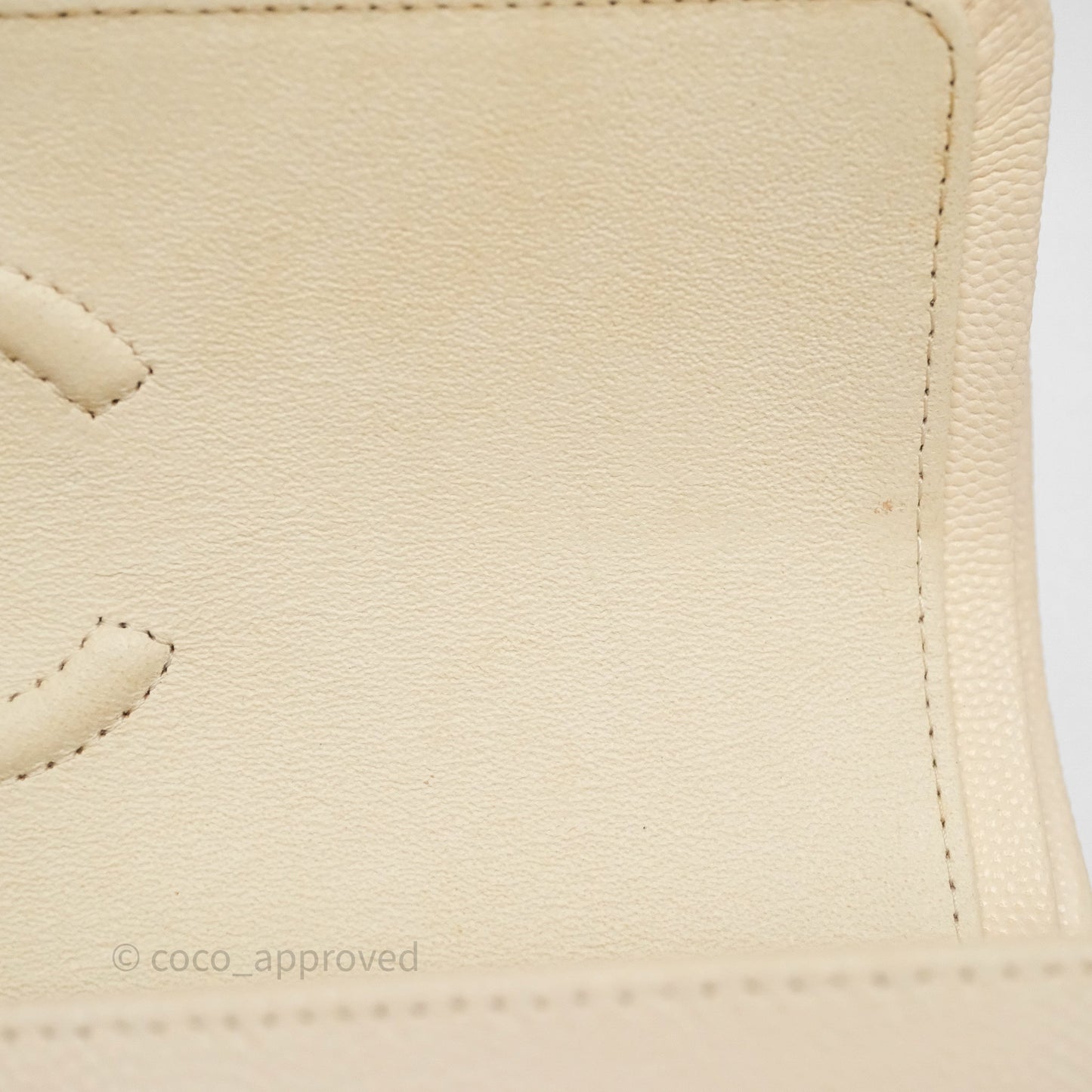 Chanel Small Classic Flap Quilted Light Ivory Beige Caviar Gold Hardware