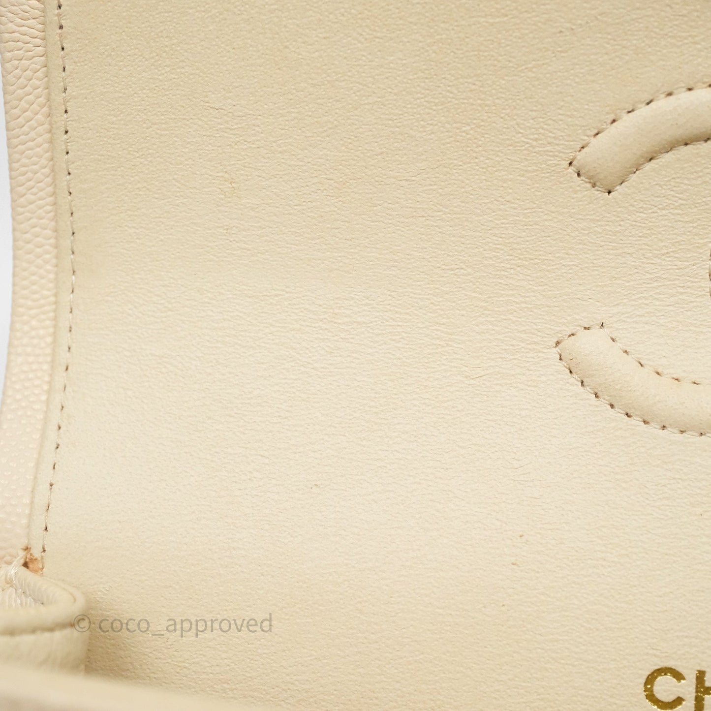 Chanel Small Classic Flap Quilted Light Ivory Beige Caviar Gold Hardware