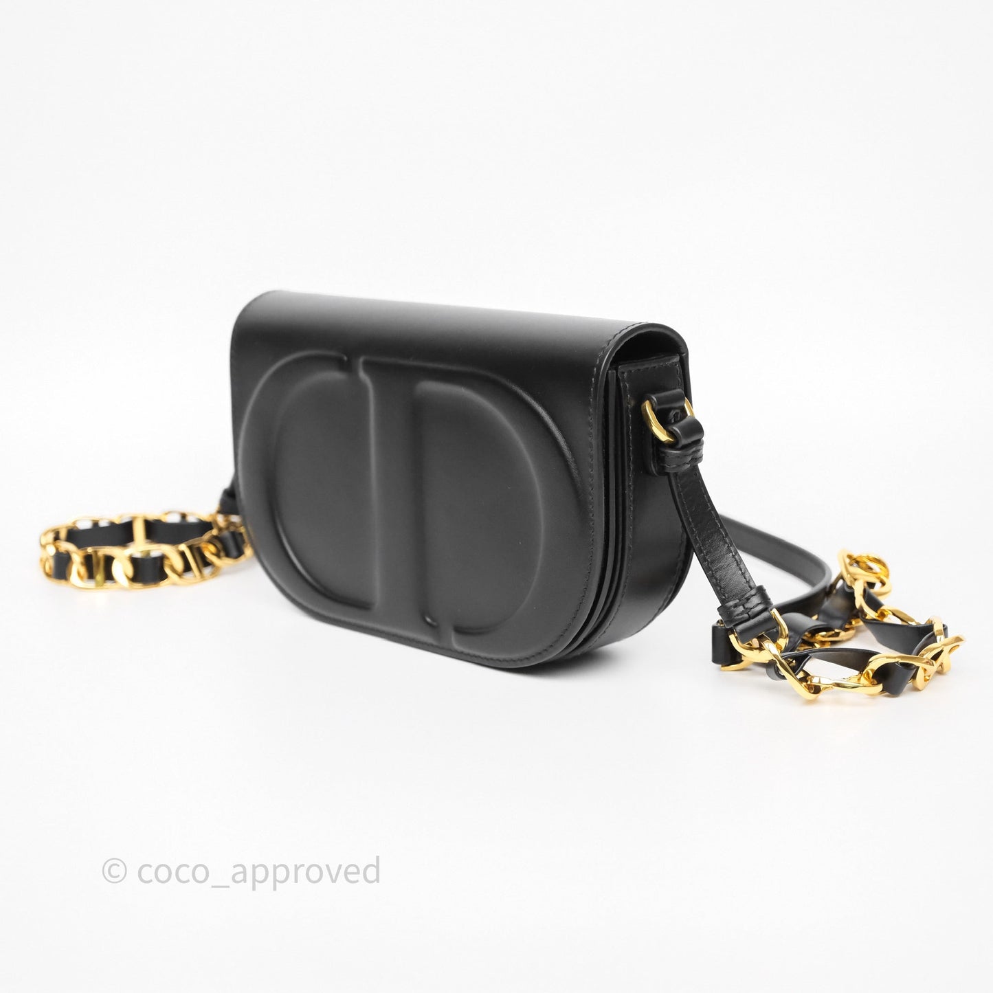 Christian Dior CD Signature Flap Bag with Chain Black CD-Embossed Box Calfskin