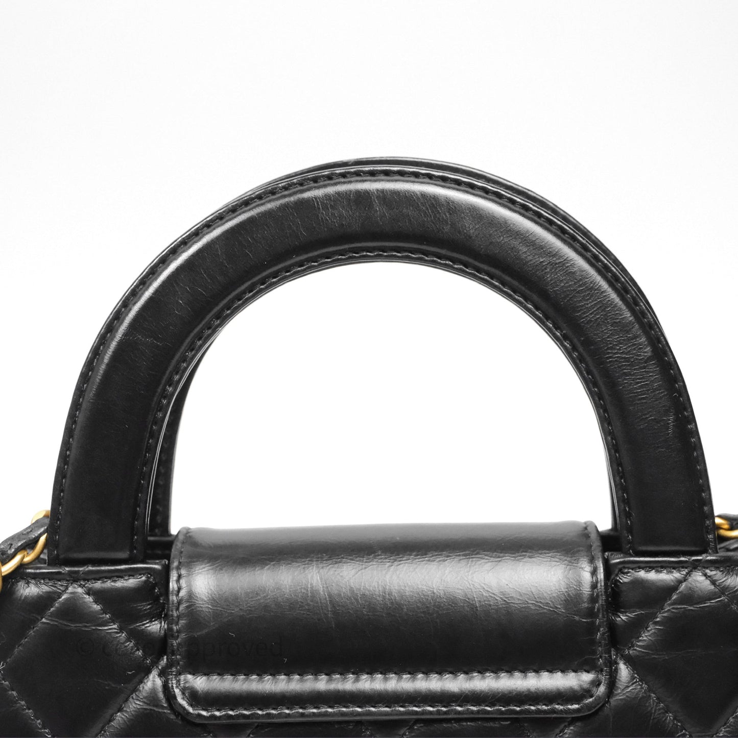 Chanel Kelly Bag Quilted Black Shiny Crumpled Calfskin Aged Gold Hardware