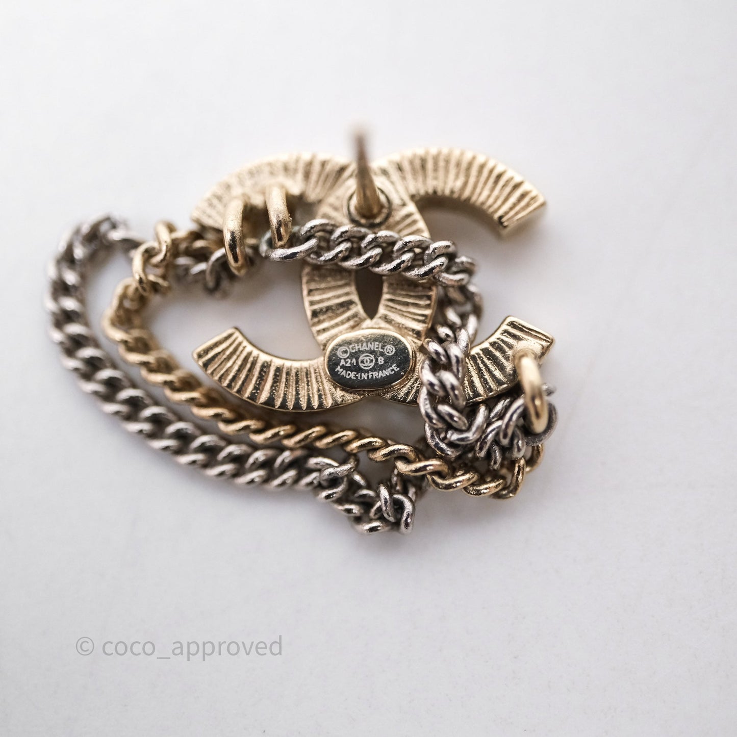 Chanel Crystal CC Chain Pendant Earrings 21B