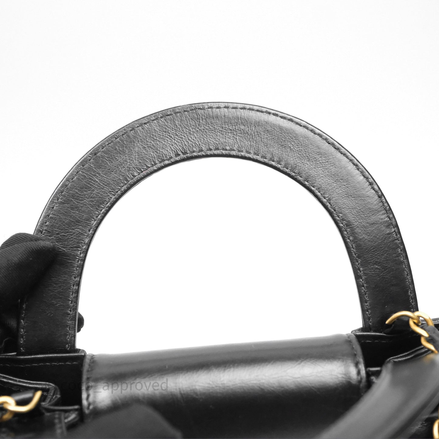 Chanel Kelly Bag Quilted Black Shiny Crumpled Calfskin Aged Gold Hardware