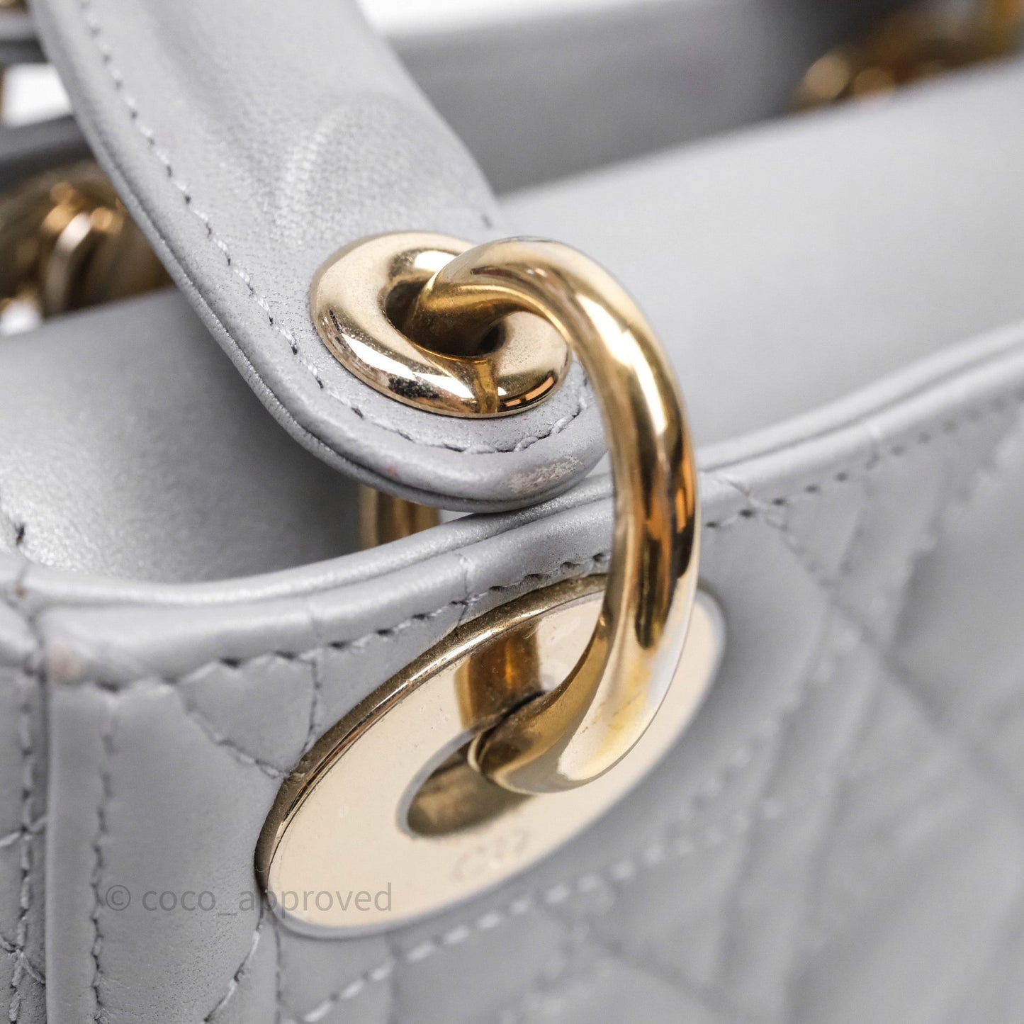Christian Dior Mini Lady Dior Iridescent Grey Lambskin Cannage Gold Hardware