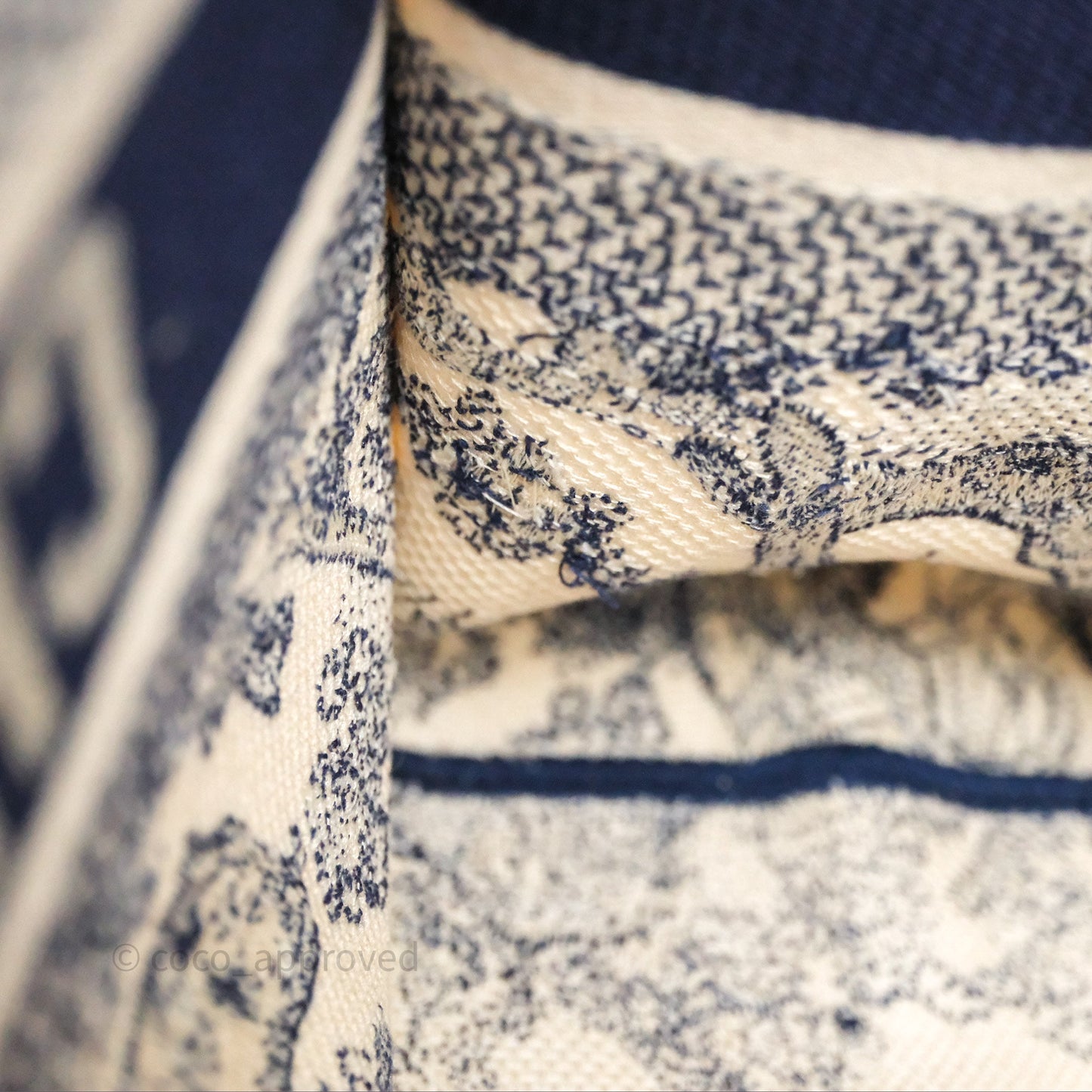Christian Dior Medium (Old Small) Embroidered Toile De Jouy Canvas Book Tote Blue