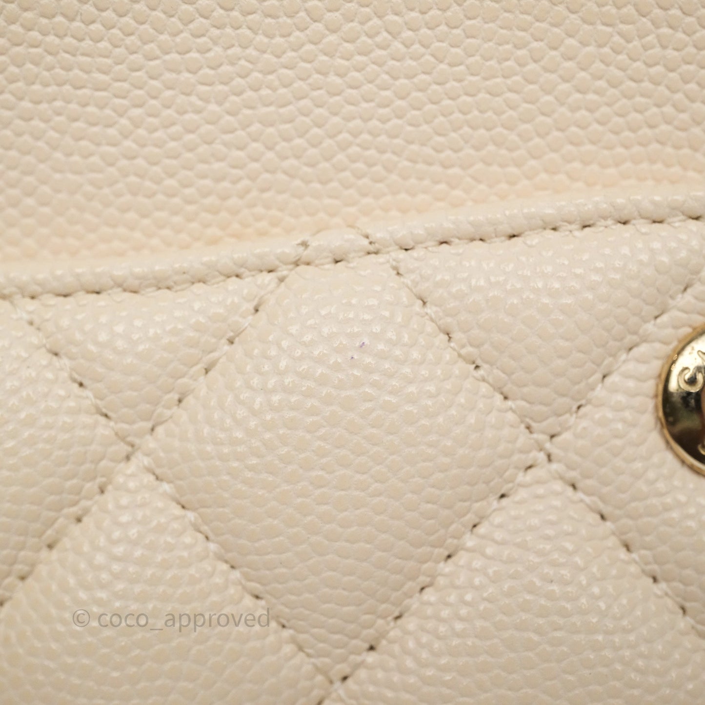 Chanel Small Classic Flap Quilted Light Ivory Beige Caviar Gold Hardware