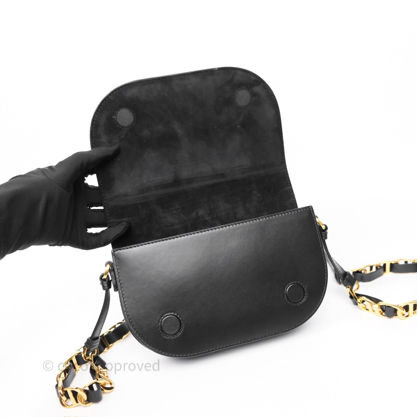 Christian Dior CD Signature Flap Bag with Chain Black CD-Embossed Box Calfskin