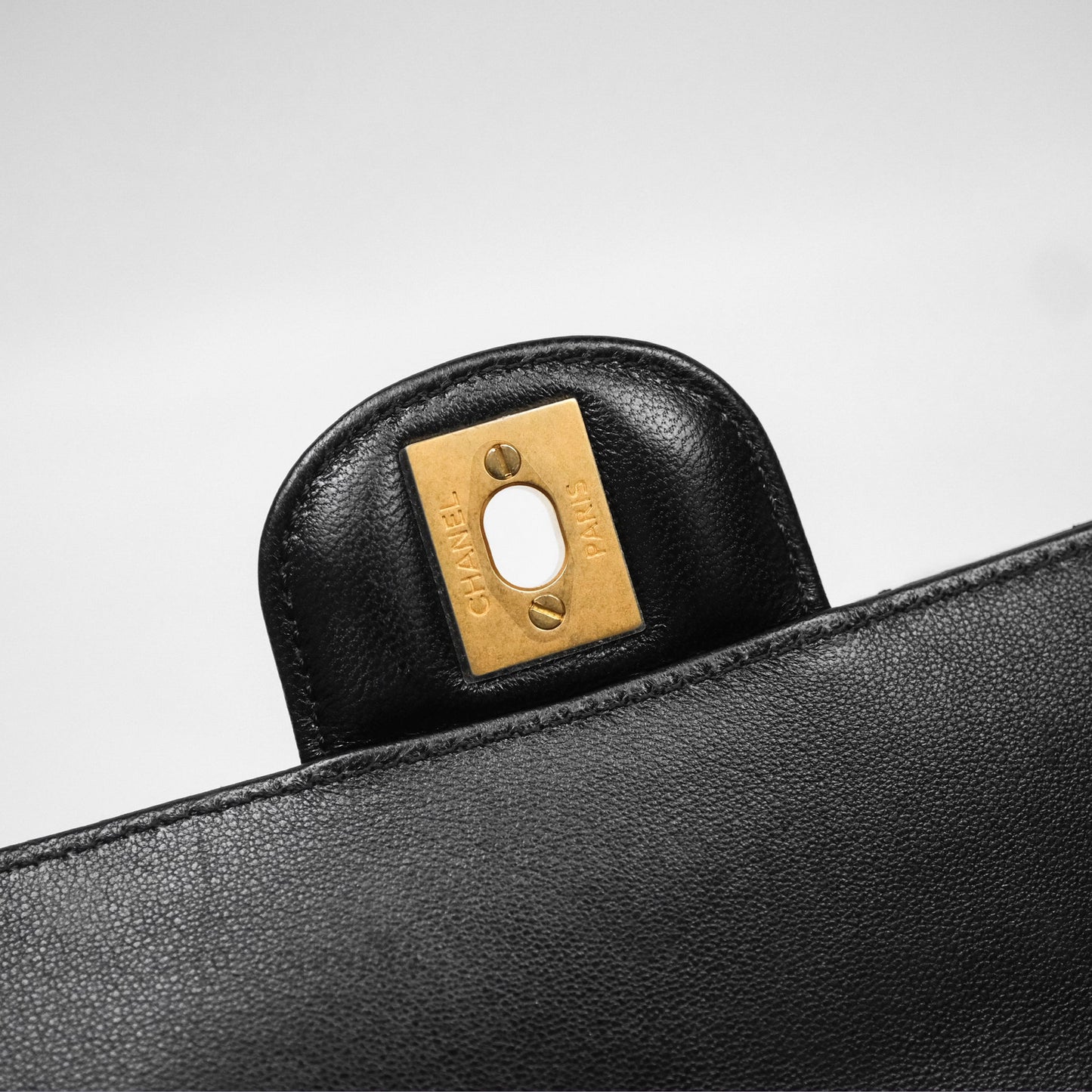 Chanel Top Handle Mini Rectangular Flap Bag Black Lambskin Aged Gold Hardware