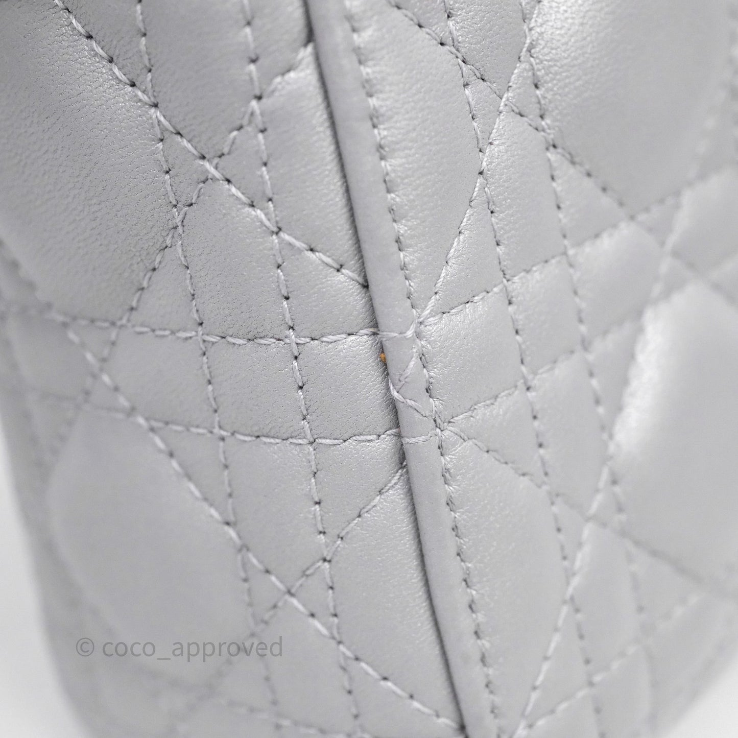Christian Dior Mini Lady Dior Iridescent Grey Lambskin Cannage Gold Hardware
