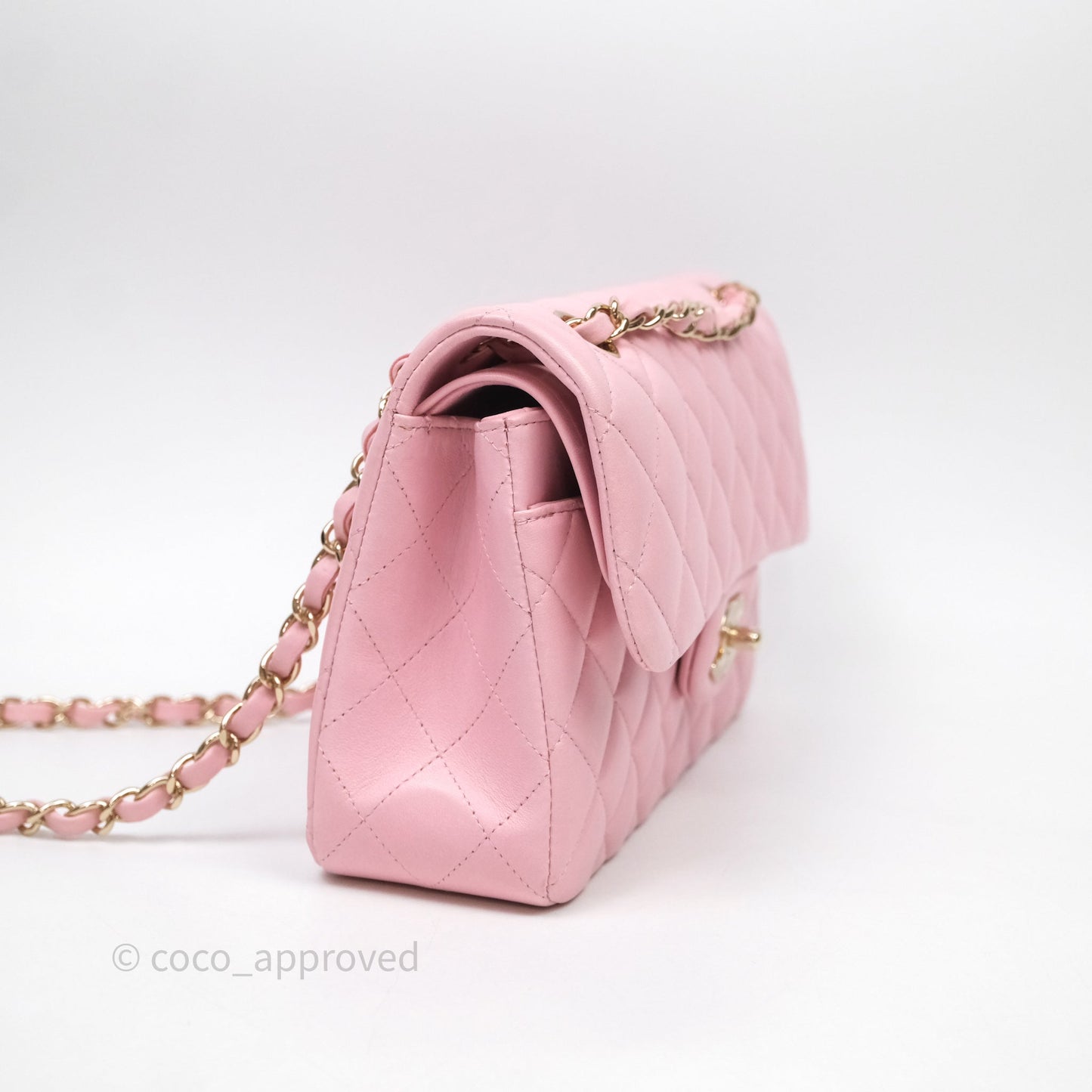 Chanel Small Classic Quilted Flap Pink Lambskin Gold Hardware