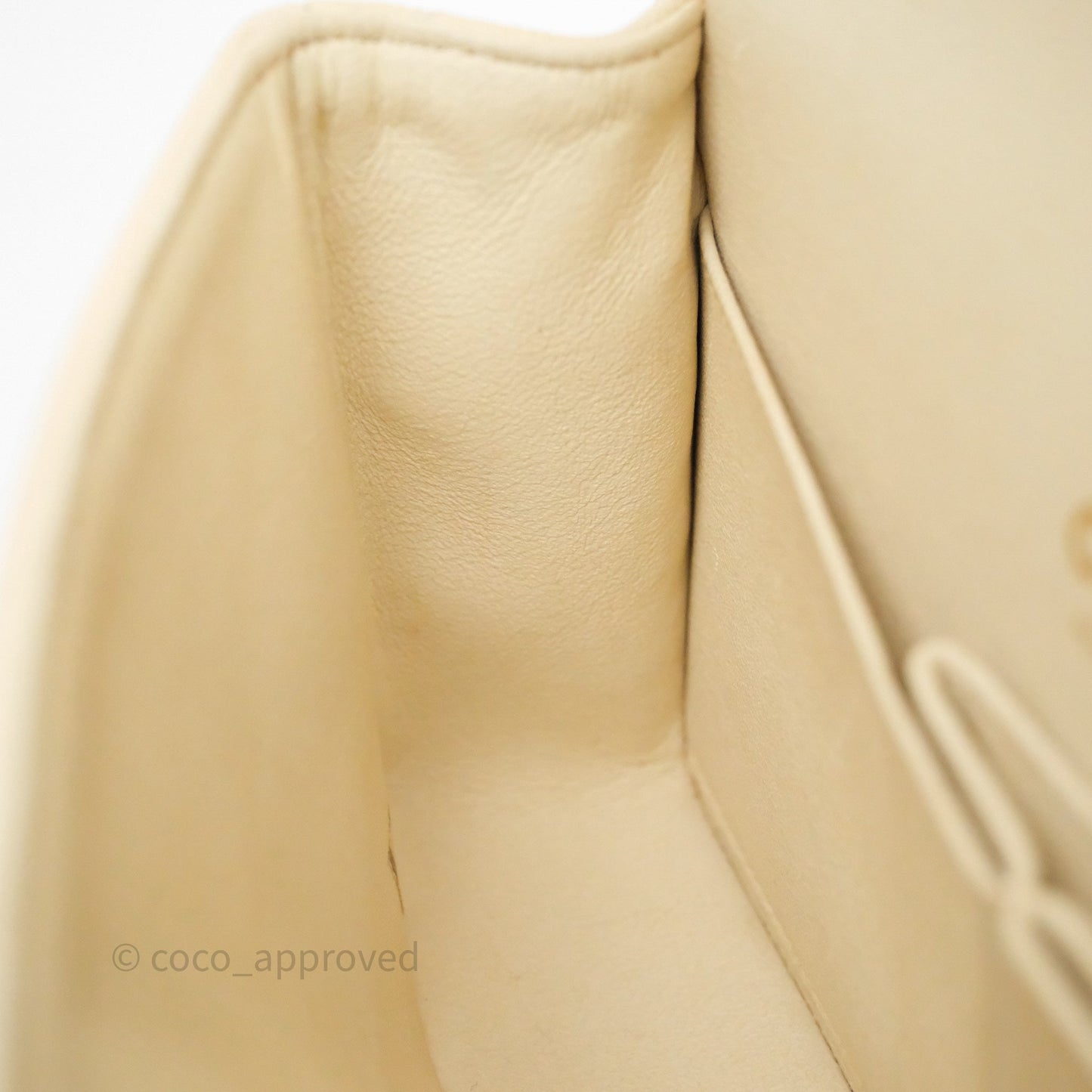 Chanel Small Classic Flap Quilted Light Ivory Beige Caviar Gold Hardware
