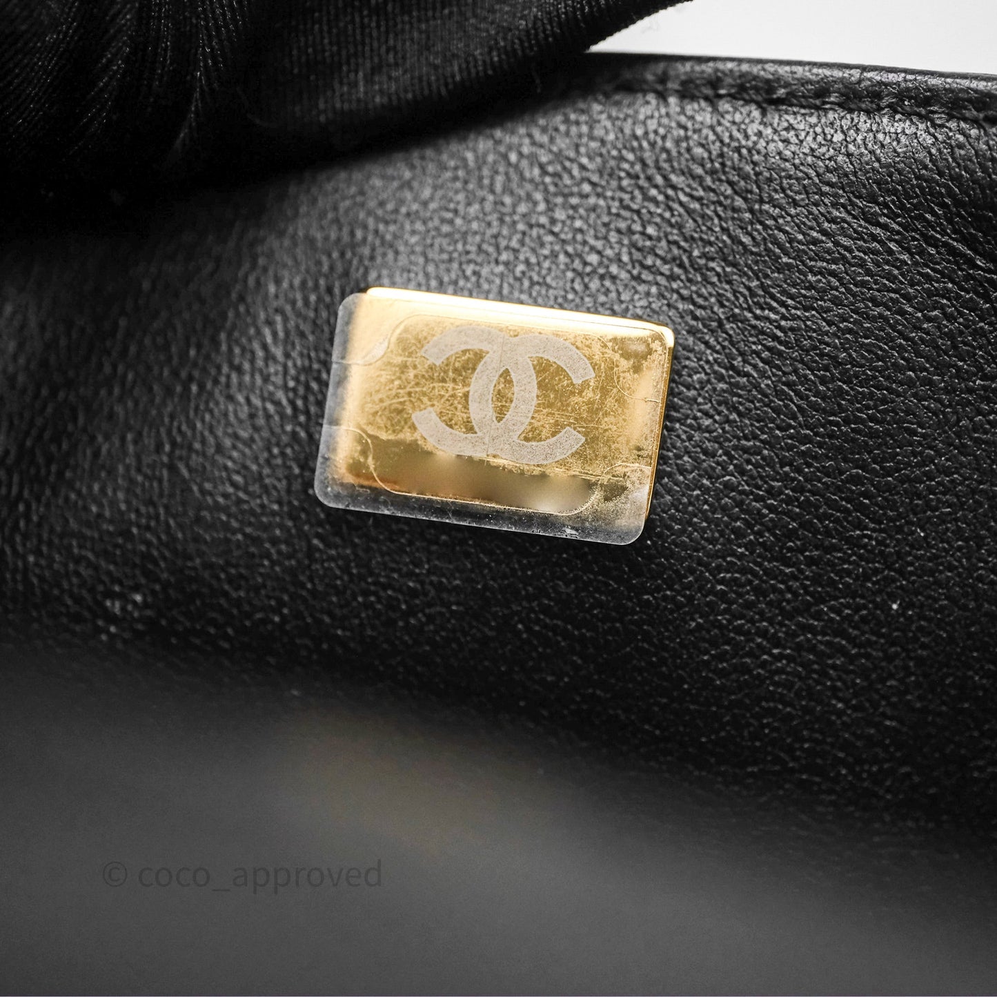 Chanel Top Handle Mini Rectangular Flap Bag Black Lambskin Aged Gold Hardware