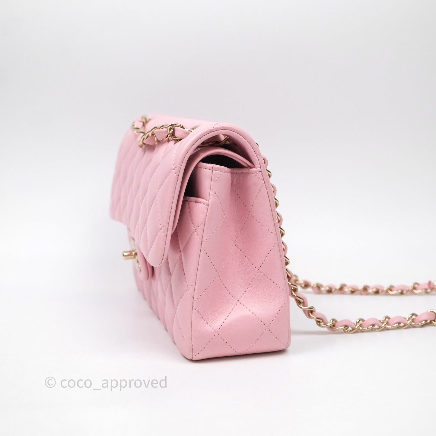 Chanel Small Classic Quilted Flap Pink Lambskin Gold Hardware