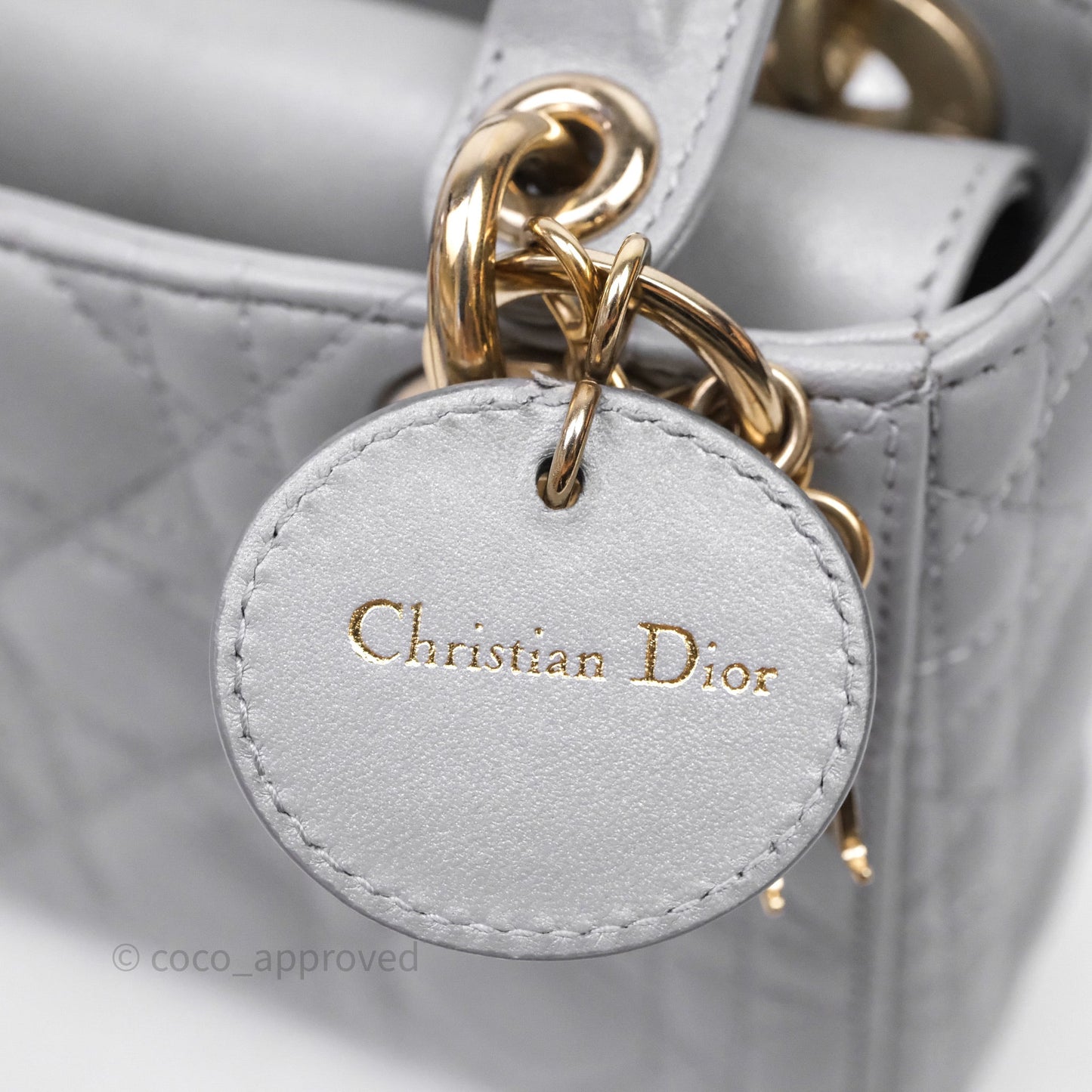 Christian Dior Mini Lady Dior Iridescent Grey Lambskin Cannage Gold Hardware