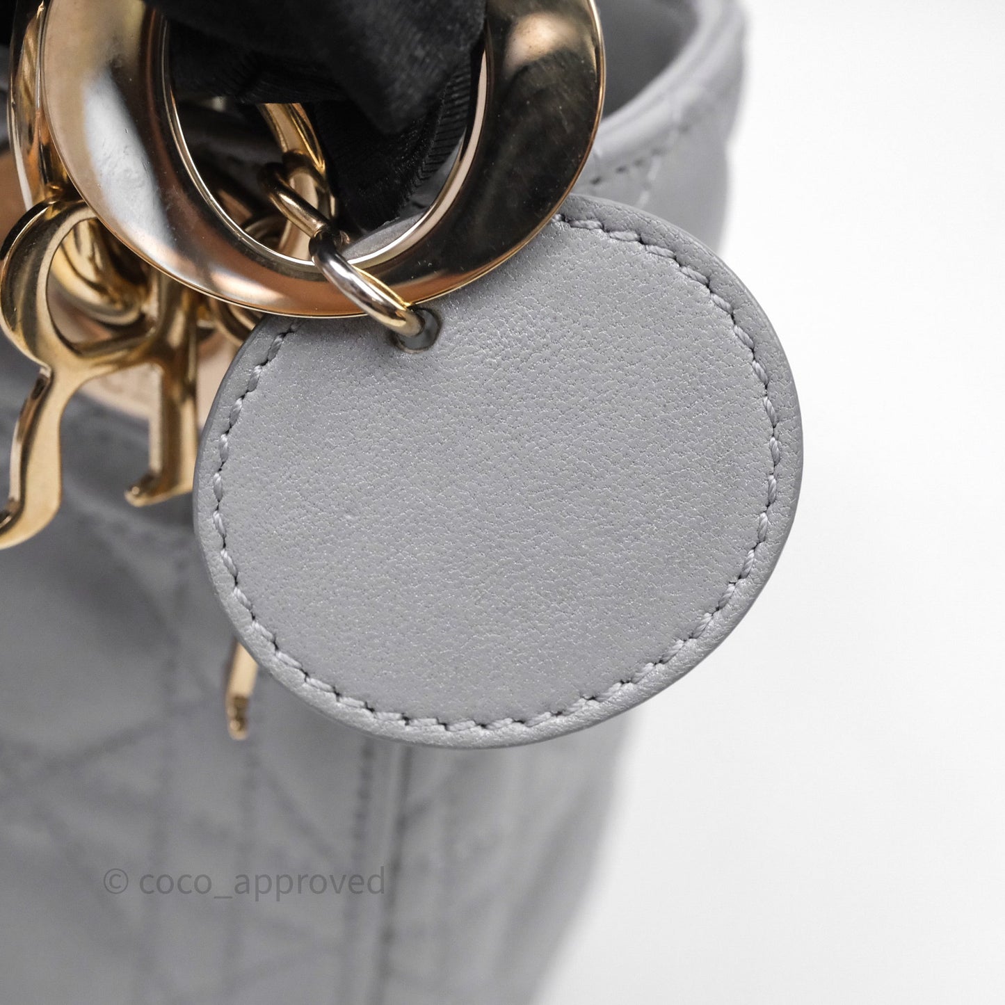 Christian Dior Mini Lady Dior Iridescent Grey Lambskin Cannage Gold Hardware