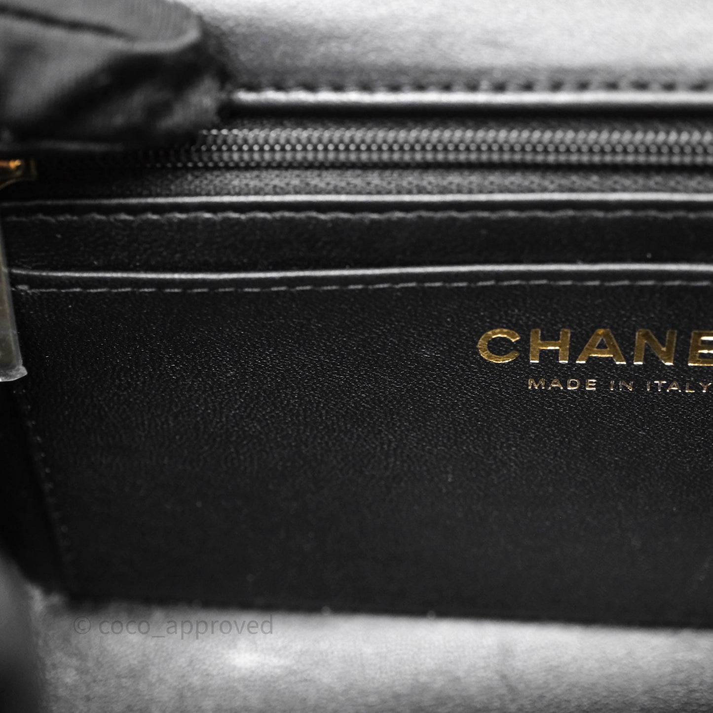 Chanel Top Handle Mini Rectangular Flap Black Lambskin Gold Hardware