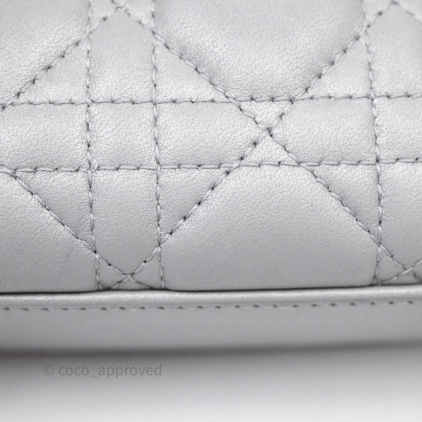 Christian Dior Mini Lady Dior Iridescent Grey Lambskin Cannage Gold Hardware