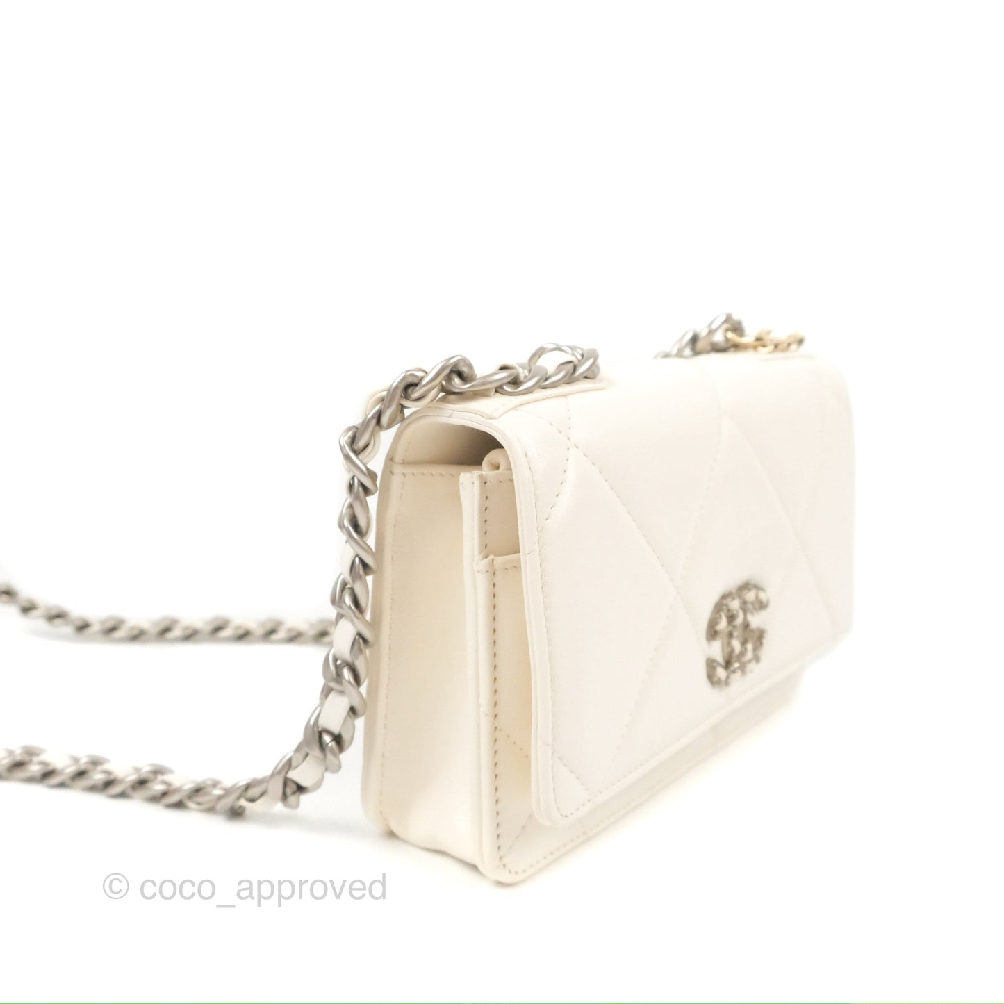 Chanel 19 Wallet on Chain WOC White Mixed Hardware