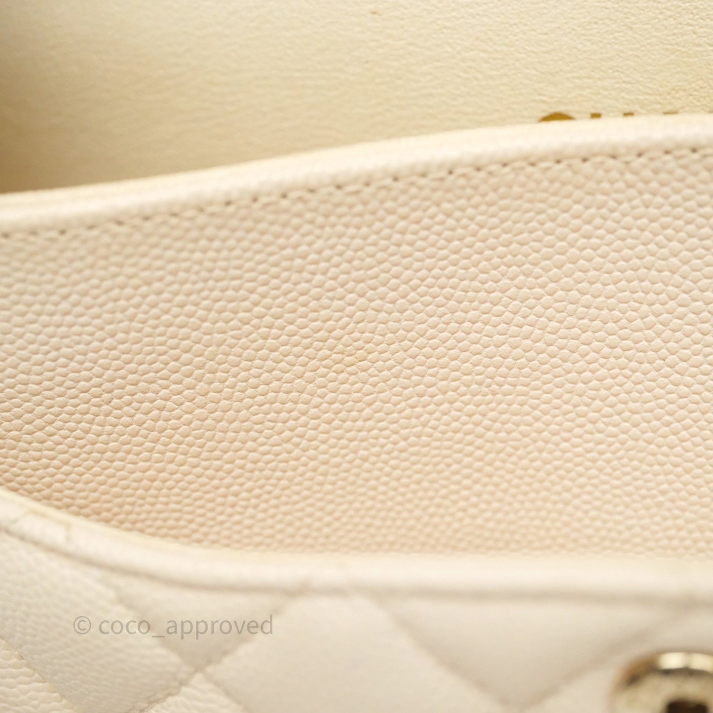 Chanel Small Classic Flap Quilted Light Ivory Beige Caviar Gold Hardware