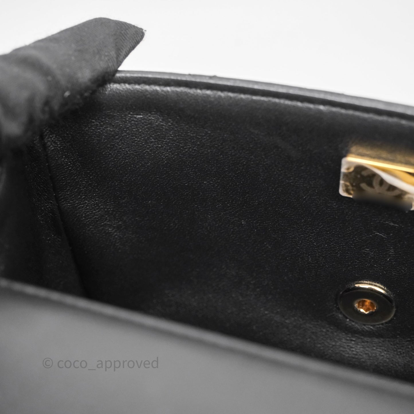 Chanel Top Handle Mini Rectangular Flap Black Lambskin Gold Hardware