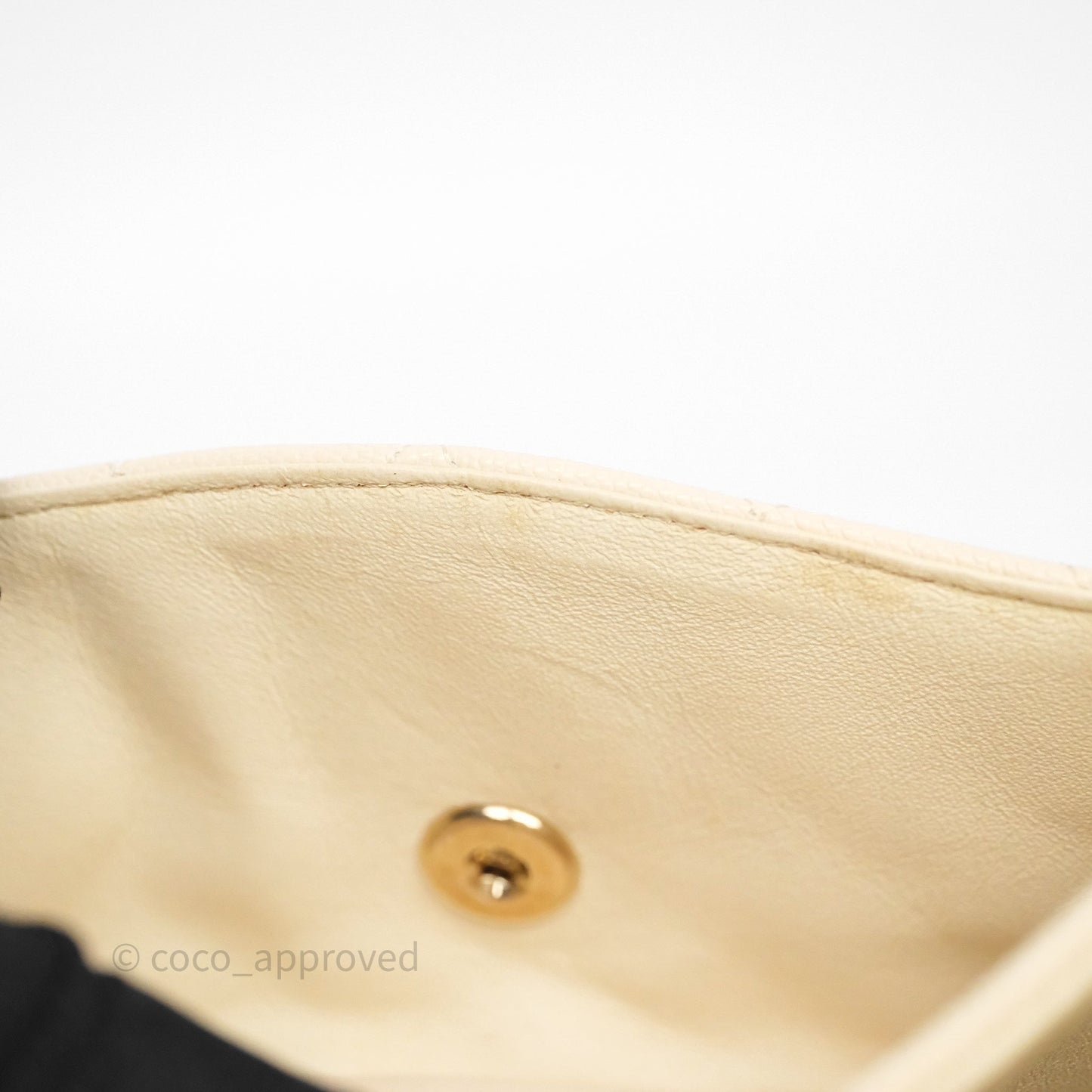 Chanel Small Classic Flap Quilted Light Ivory Beige Caviar Gold Hardware